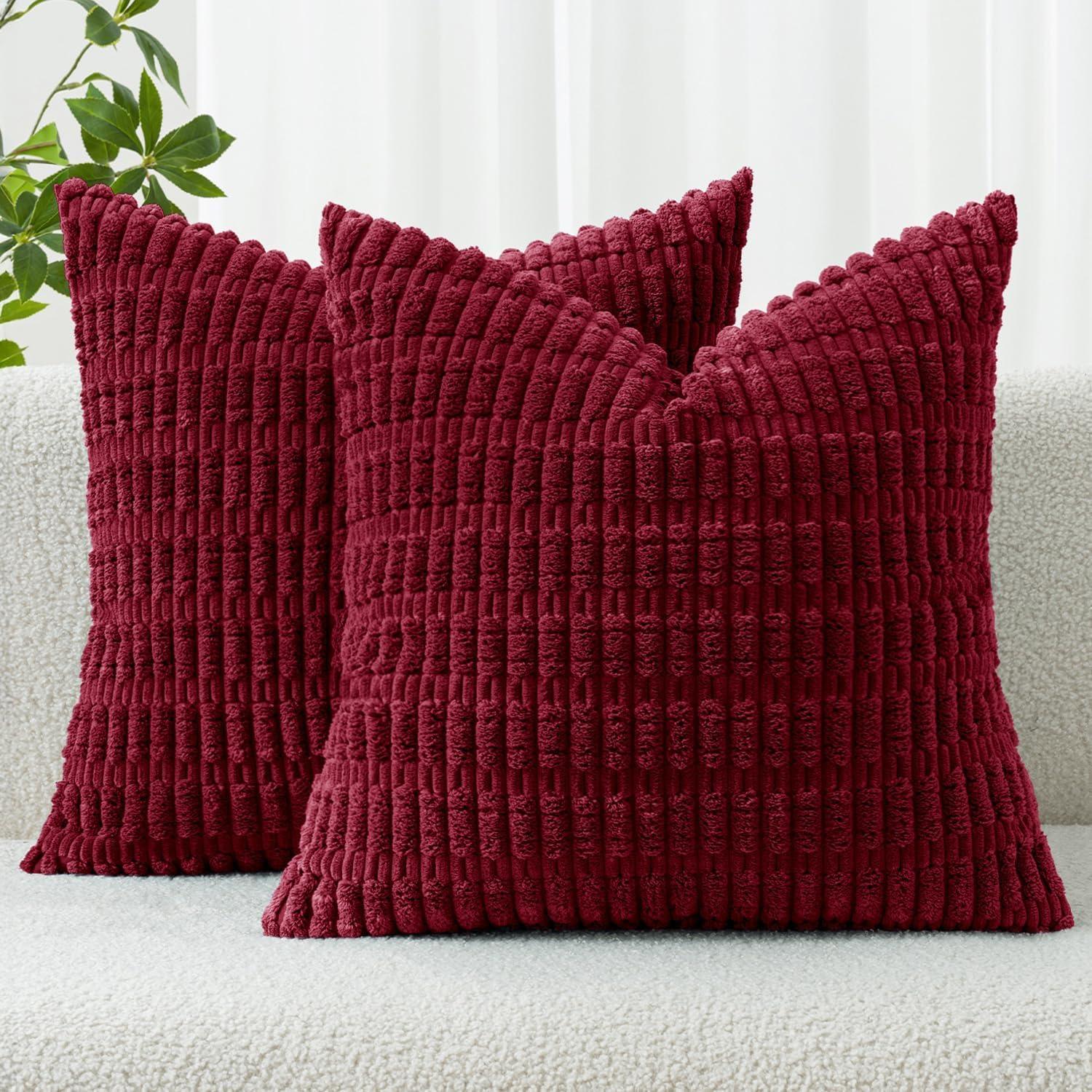 Corduroy Striped Throw Pillow Covers – 18" x 18" (Set of 2) - KJ Cozy Designs