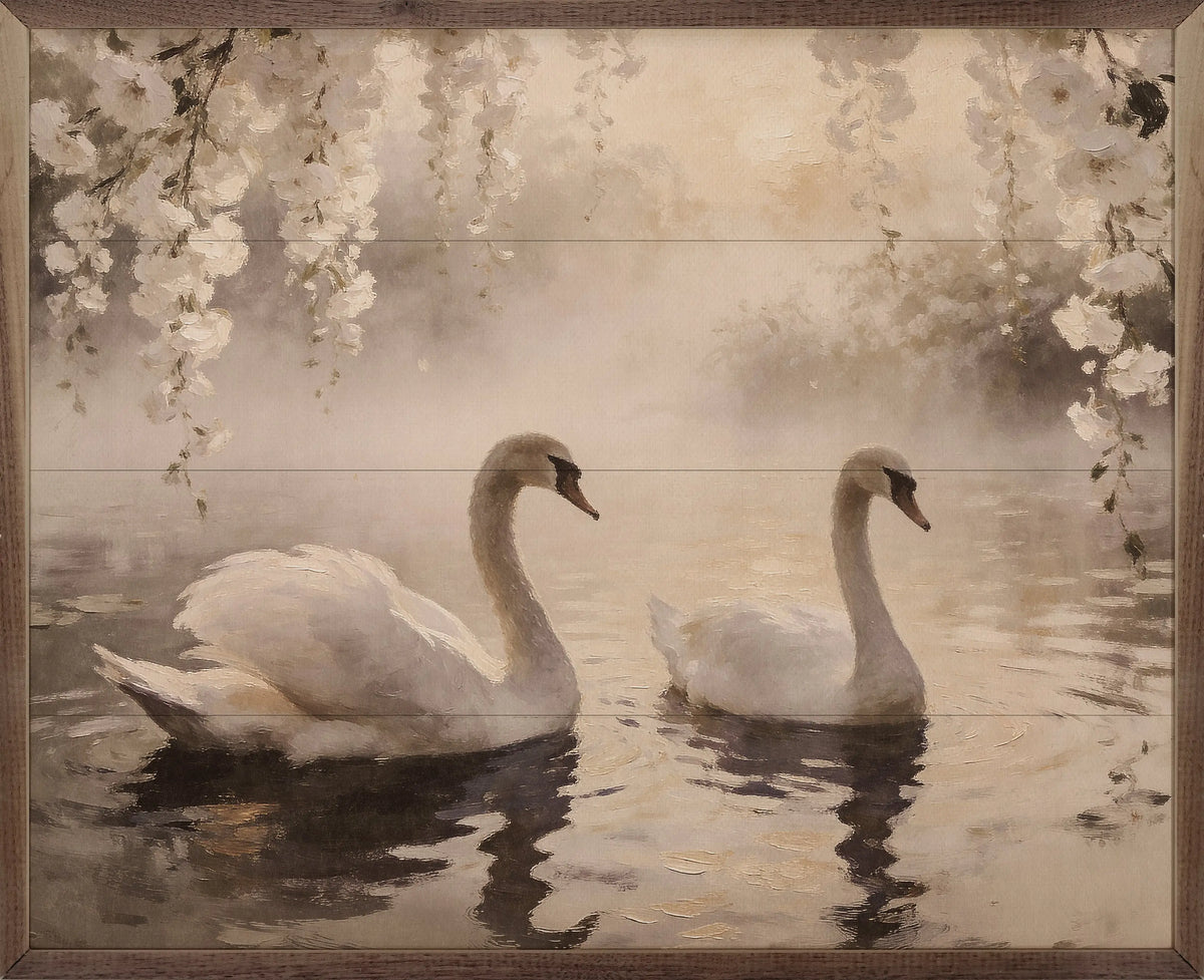 Pair Of Swans In Morning Mist Kendrick Home Pair Of Swans In Morning Mist Kendrick Home