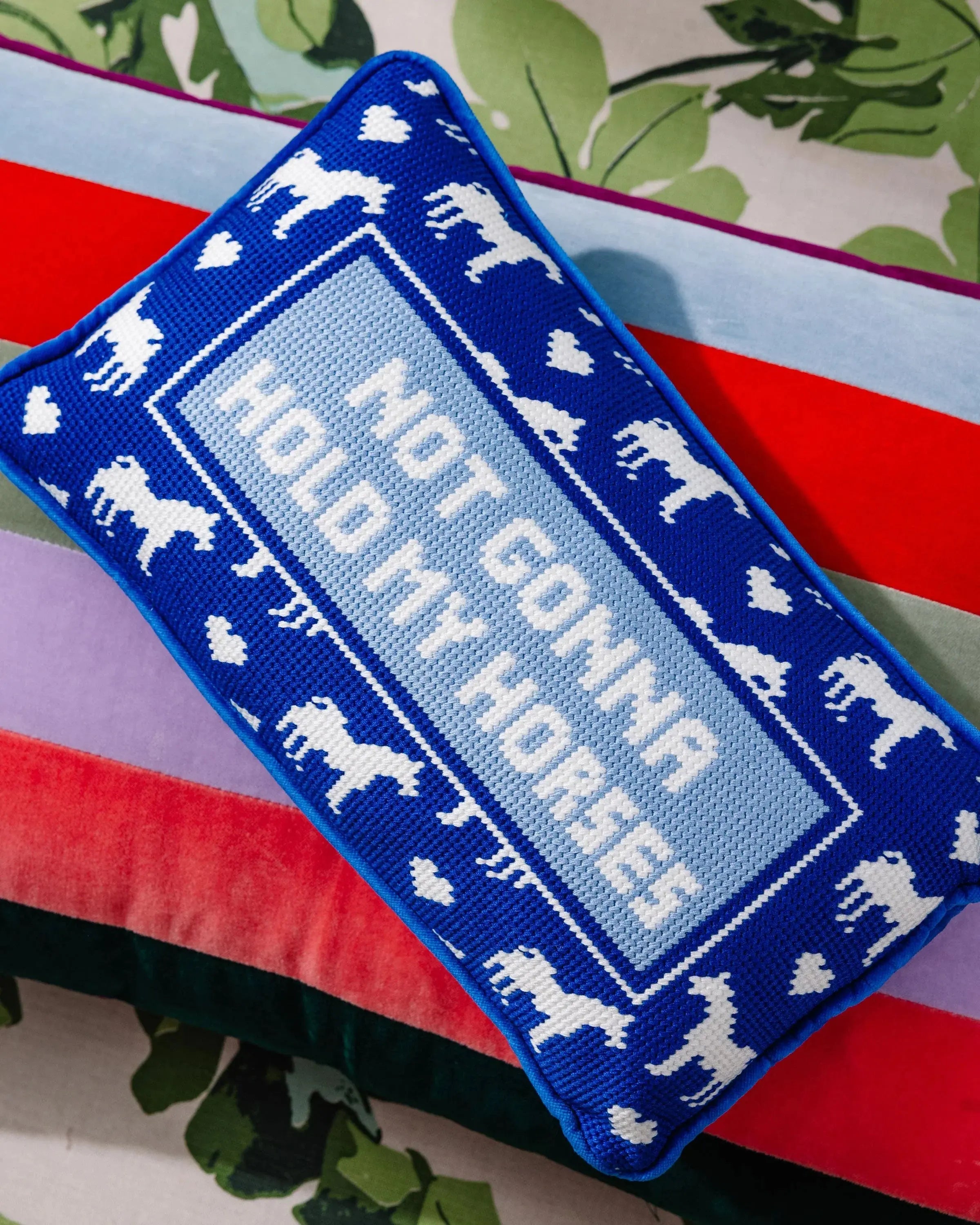 Hold My Horses Needlepoint Pillow Furbish Studio