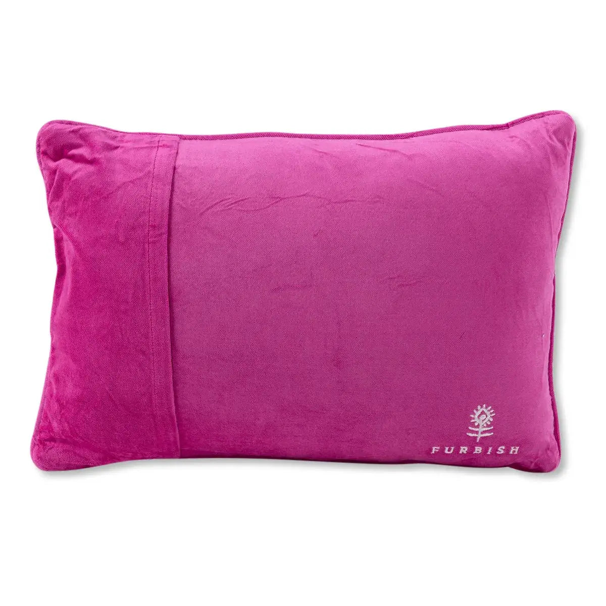 Furbish fuchsia velvet lumbar pillow for cozy farmhouse or cottage decor