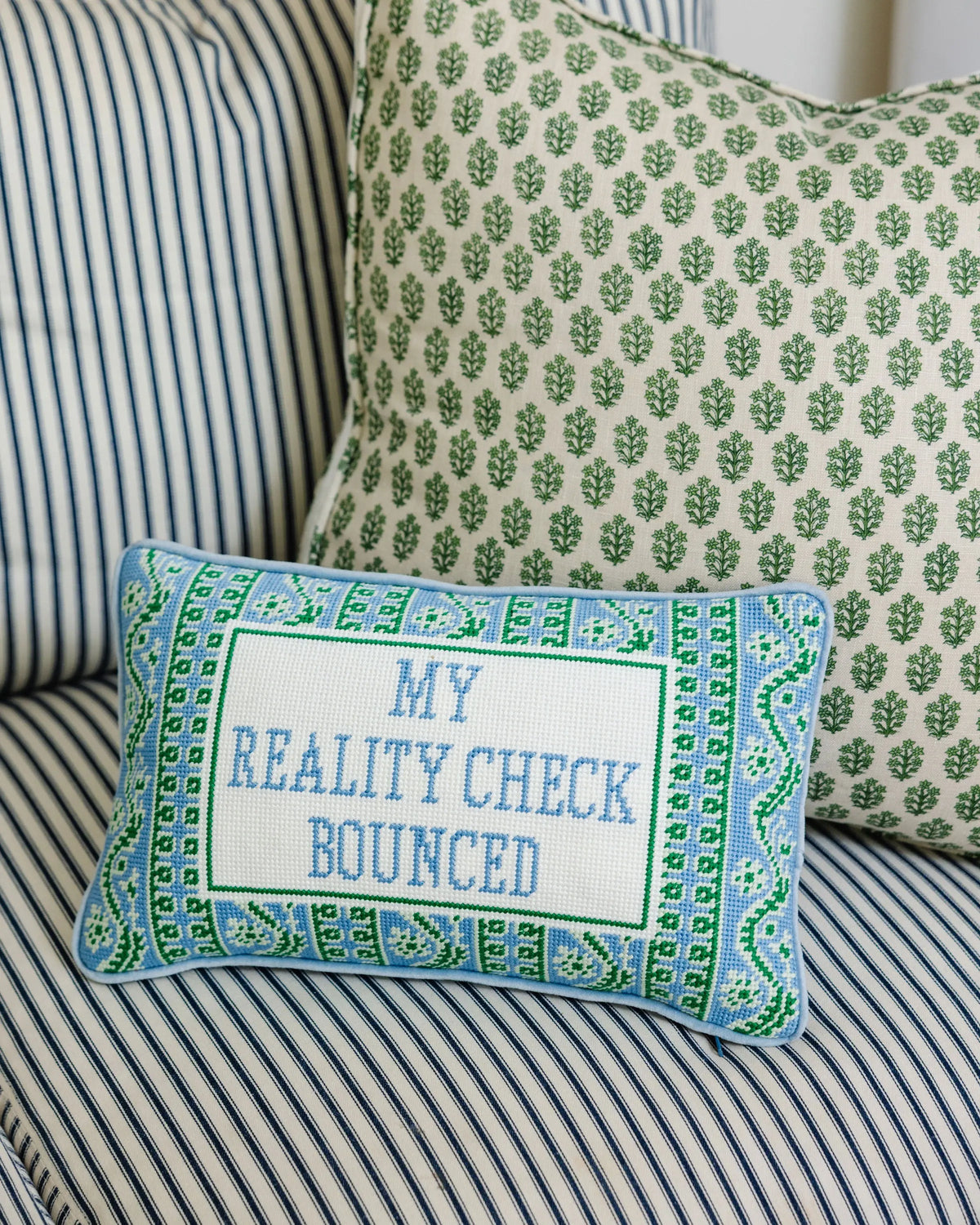 Reality Check Needlepoint Pillow