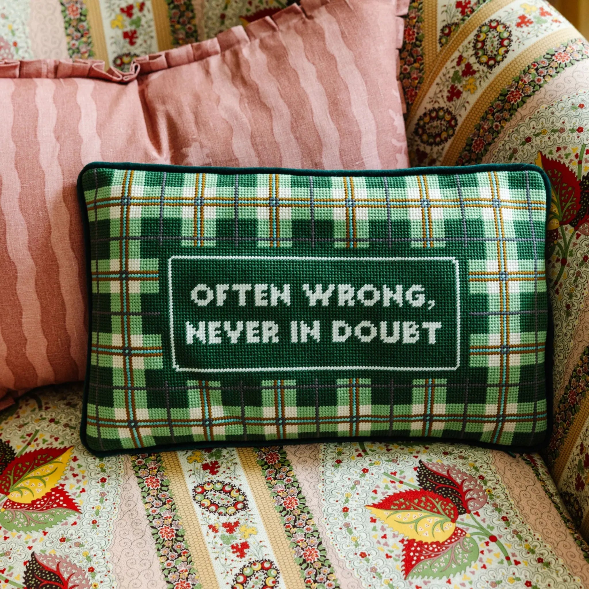Often Wrong Needlepoint Pillow Furbish Studio