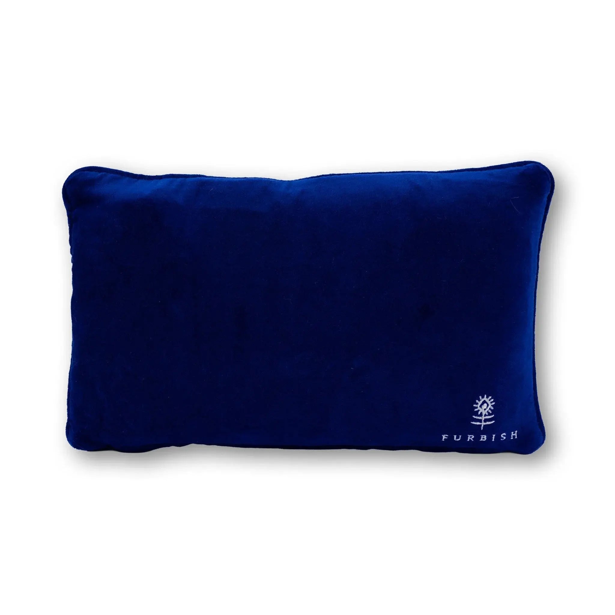 back of the decorative pillow with Furbish logo