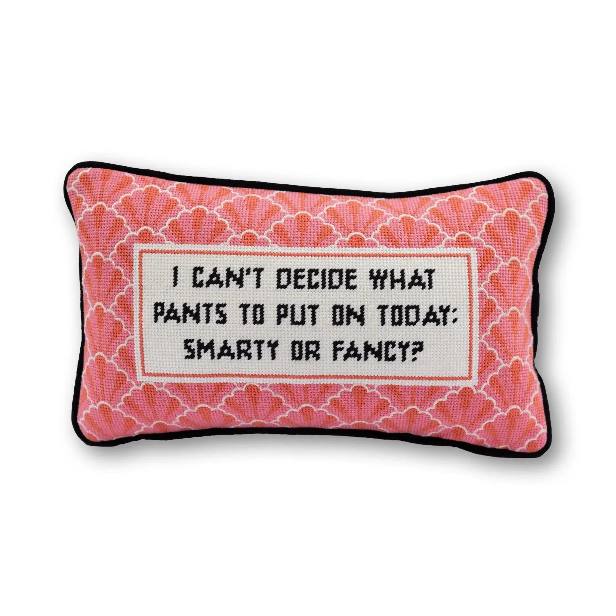 Decorative pillow with text on a white background