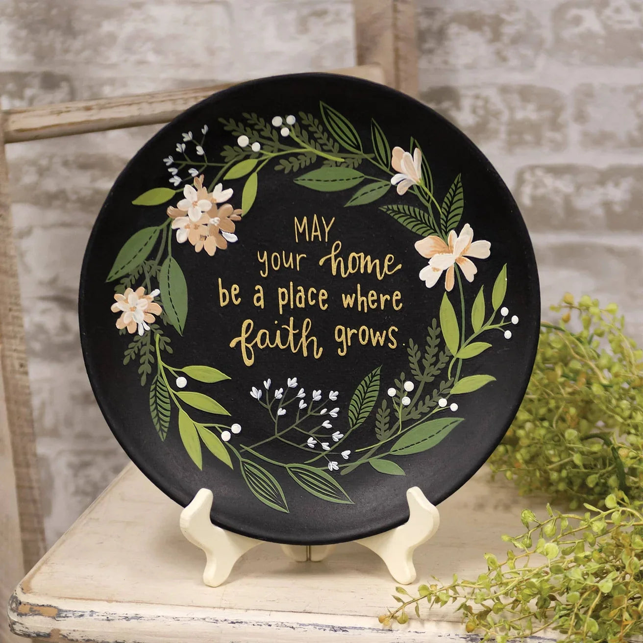 🤍 Place Where Faith Grows Wooden Plate