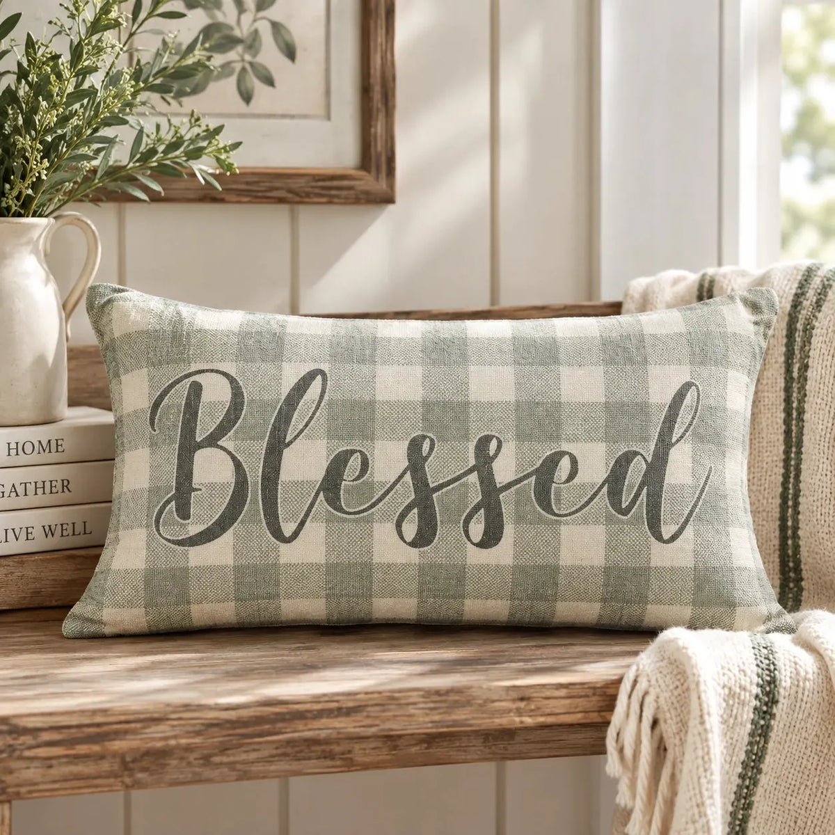Celebrate Grace Blessed Throw Pillow 7x13