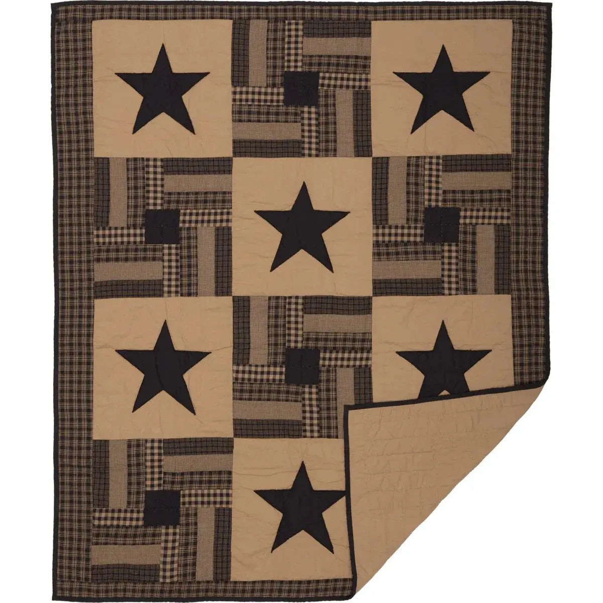 Quilt with star patterns on a beige background