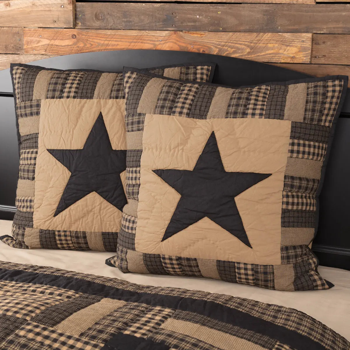 Black Check Star Quilted Euro Sham – 26" x 26"