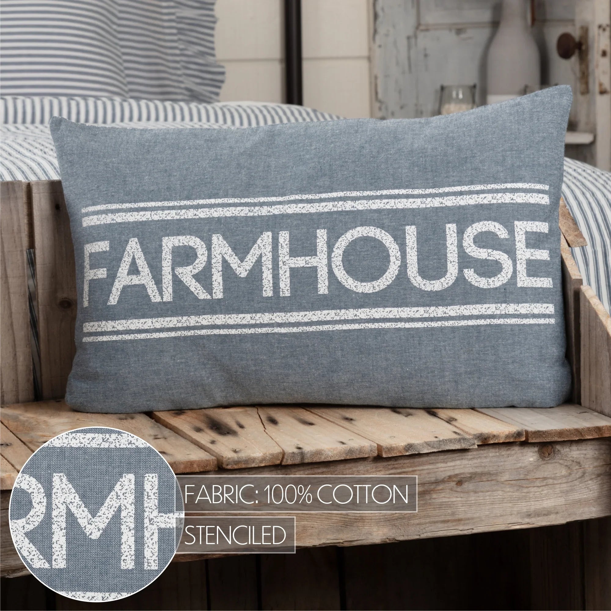 Sawyer Mill Blue Farmhouse Pillow 14x22