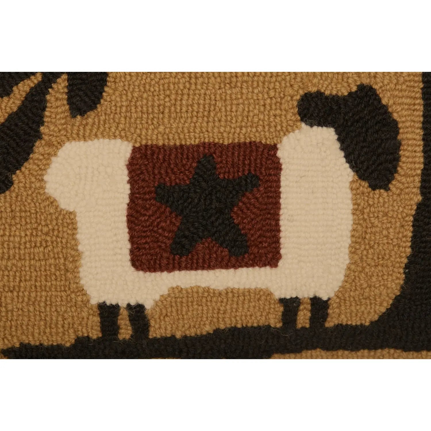 Heritage Farms Sheep & Star Hooked Throw Pillow – 14" x 22"