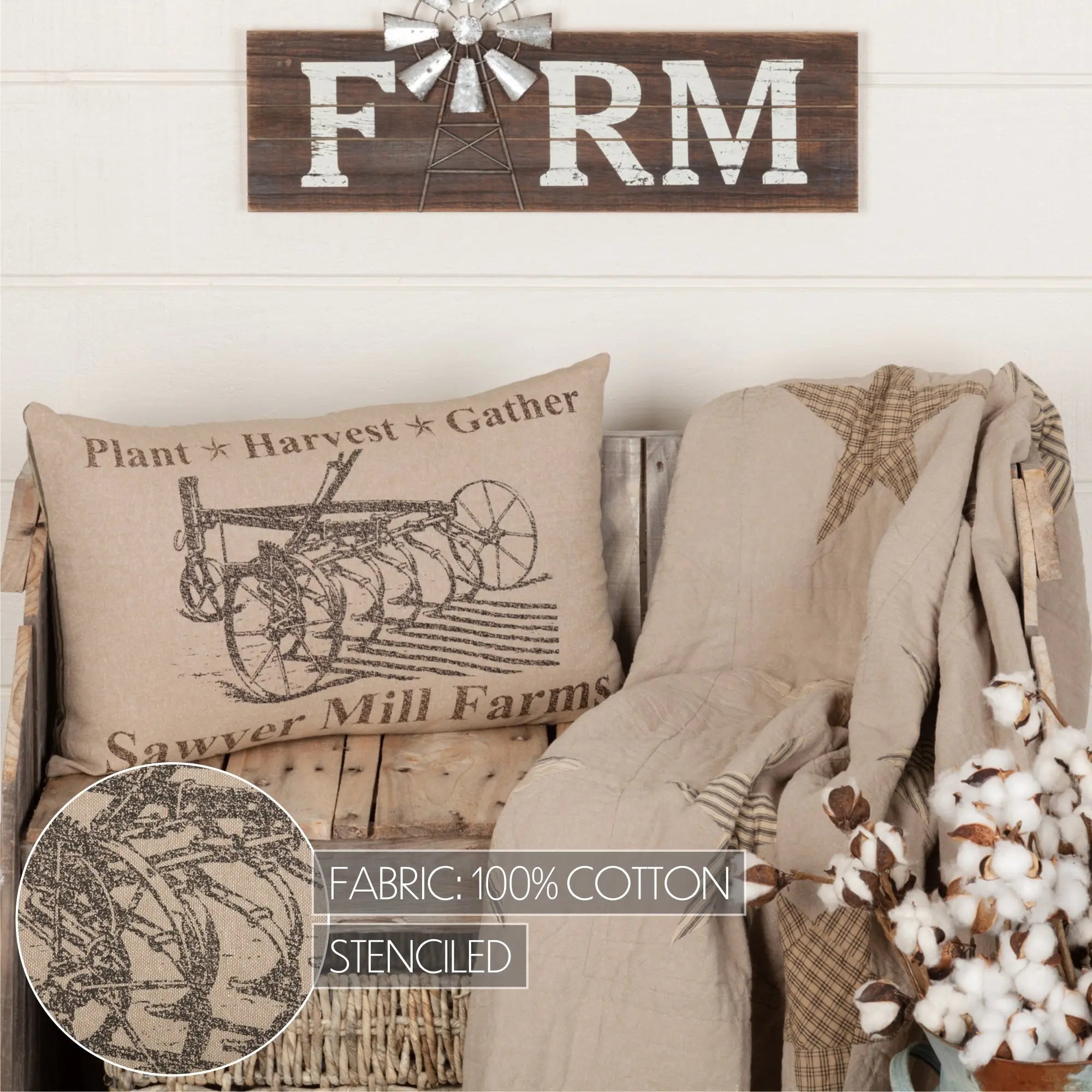 Sawyer Mill "Plant Harvest Gather" Lumbar Throw Pillow – 14" x 22"