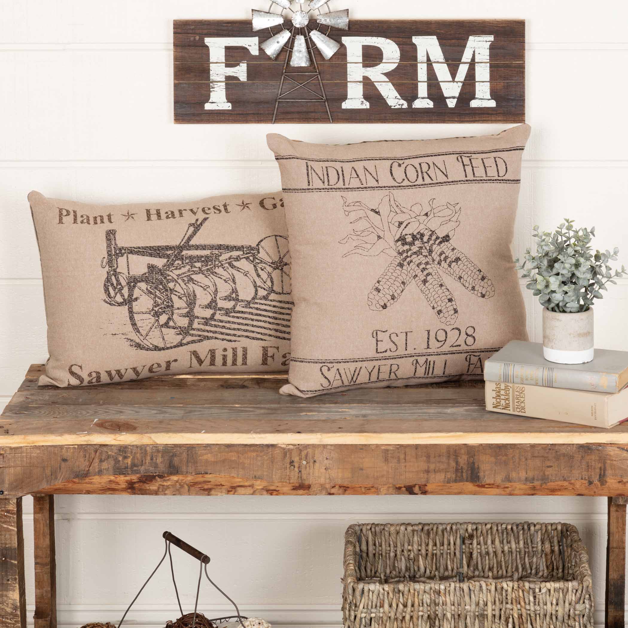 Sawyer Mill "Plant Harvest Gather" Lumbar Throw Pillow – 14" x 22"