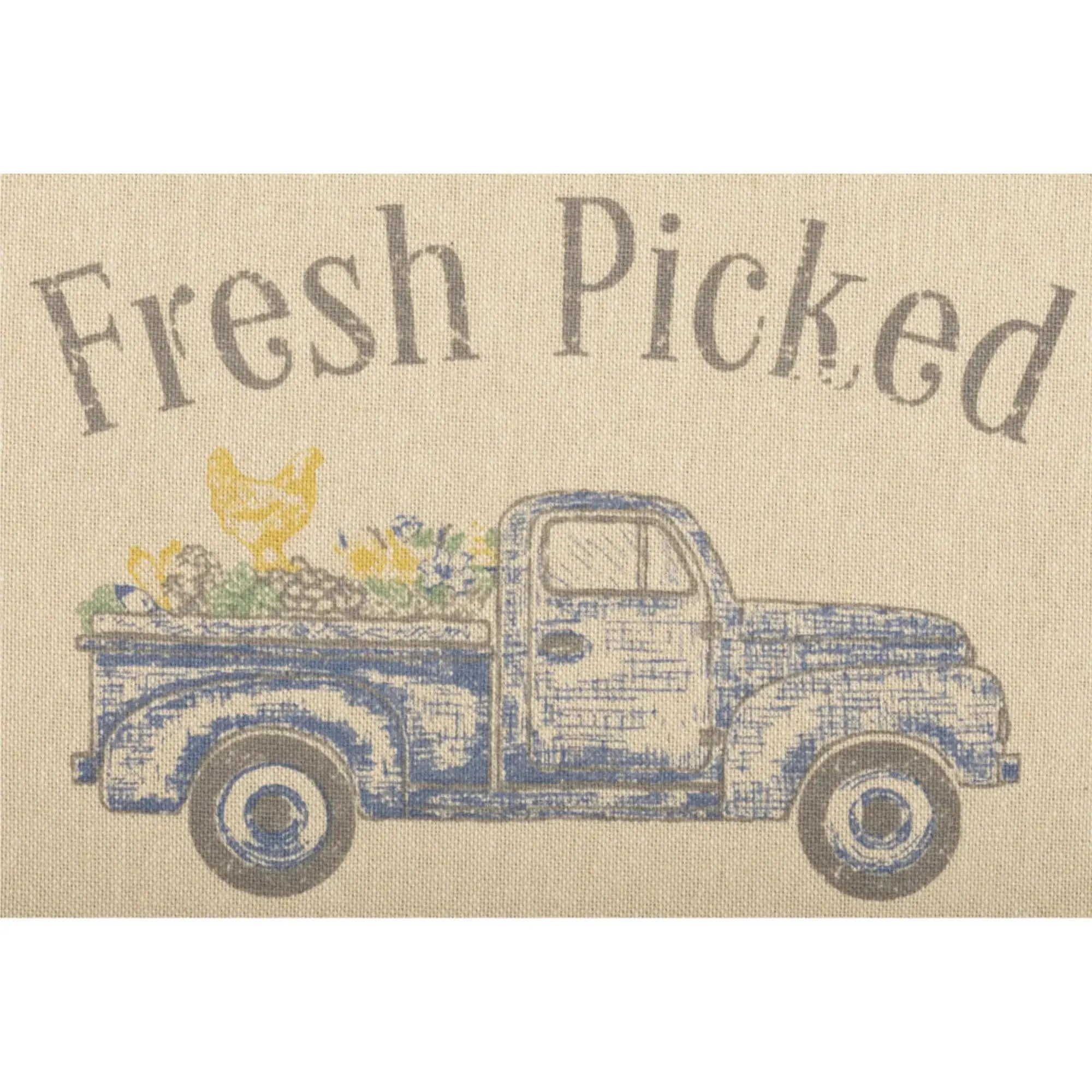 Fresh Picked vintage truck with flowers and chicken, farmhouse decor