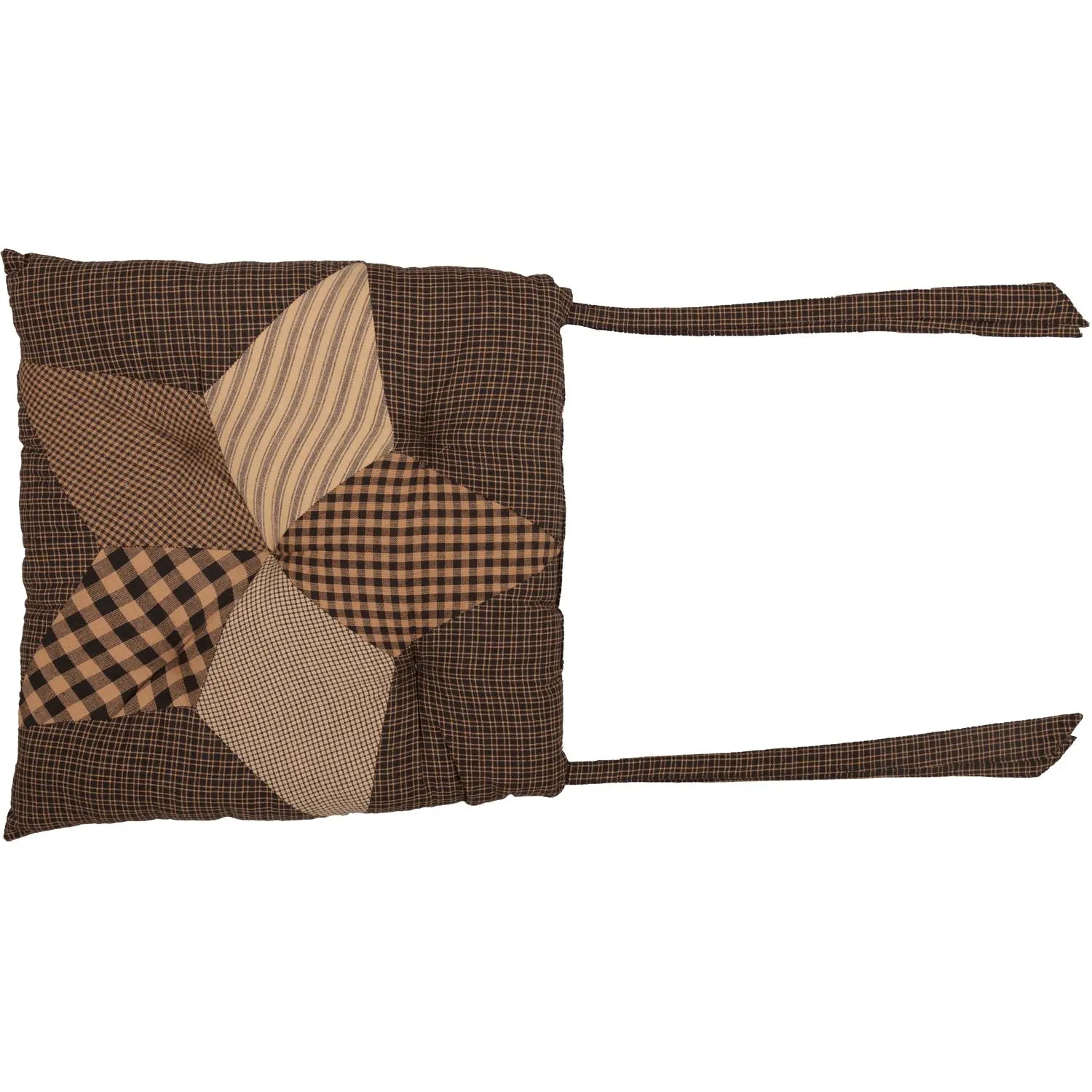 Farmhouse Star Patchwork Chair Pad – Thick Cotton Cushion 14x14