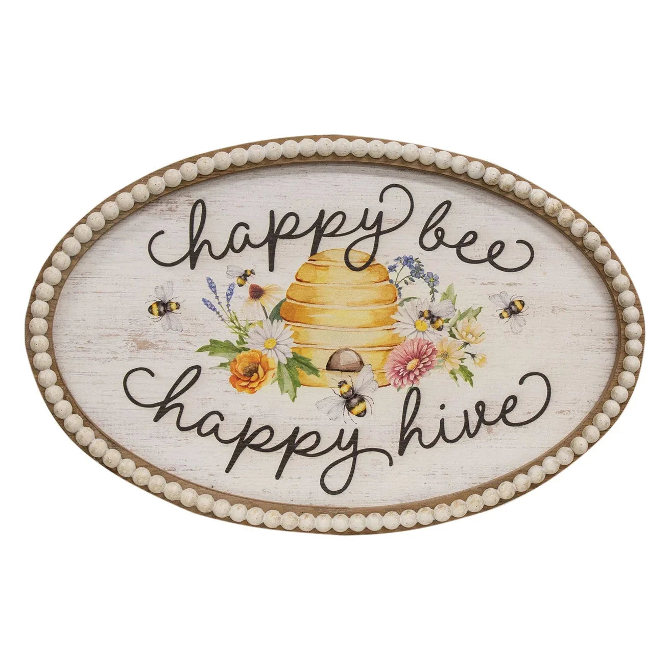 Happy Bee Happy Hive Beaded Sign