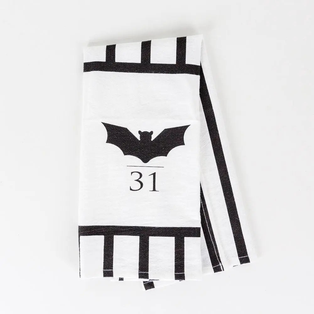 White towel with black bat and number 31 design on a white background