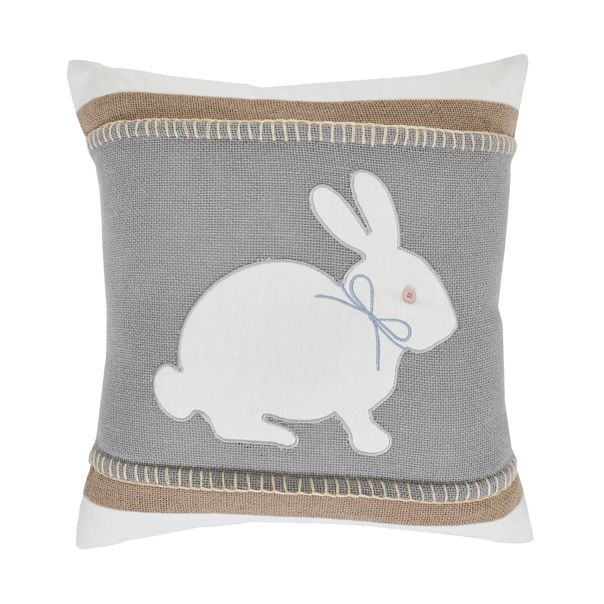 Burlap Appliqué Bunny Pillow – 18x18