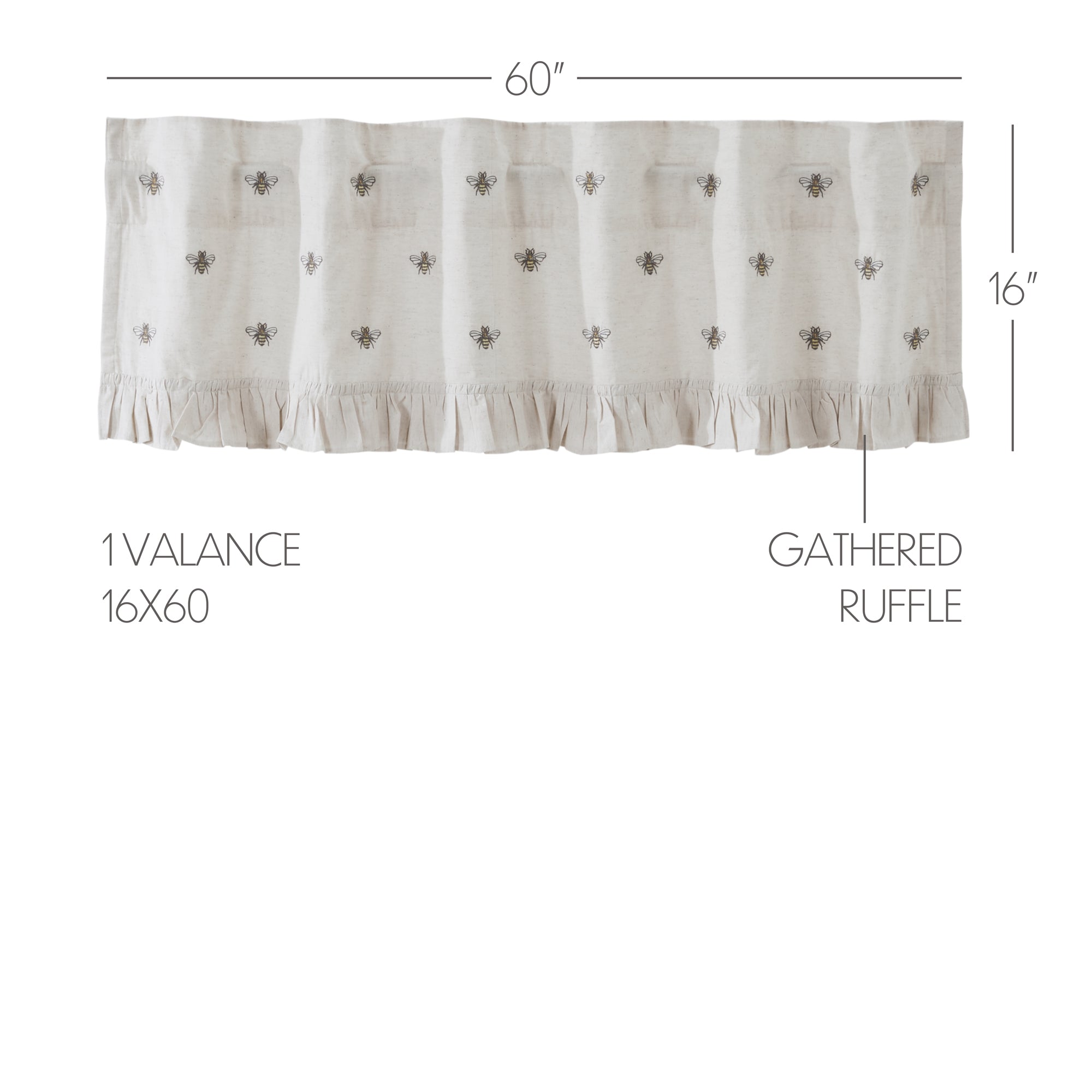 Embroidered Bee Valance – 16x60