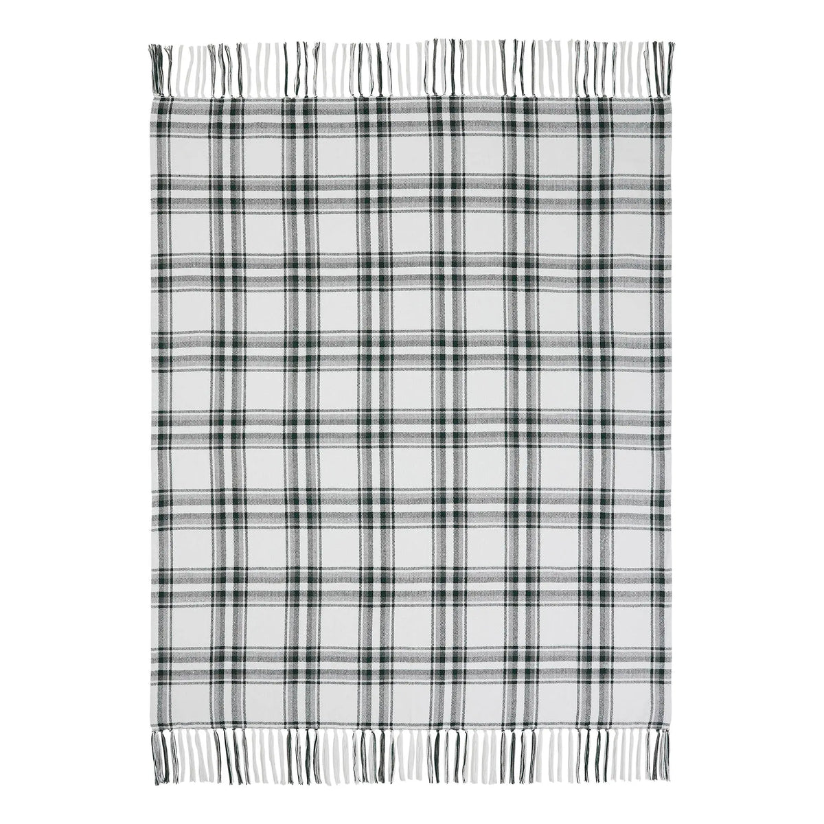 Harper Plaid Green & White Woven Throw Blanket – 50x60