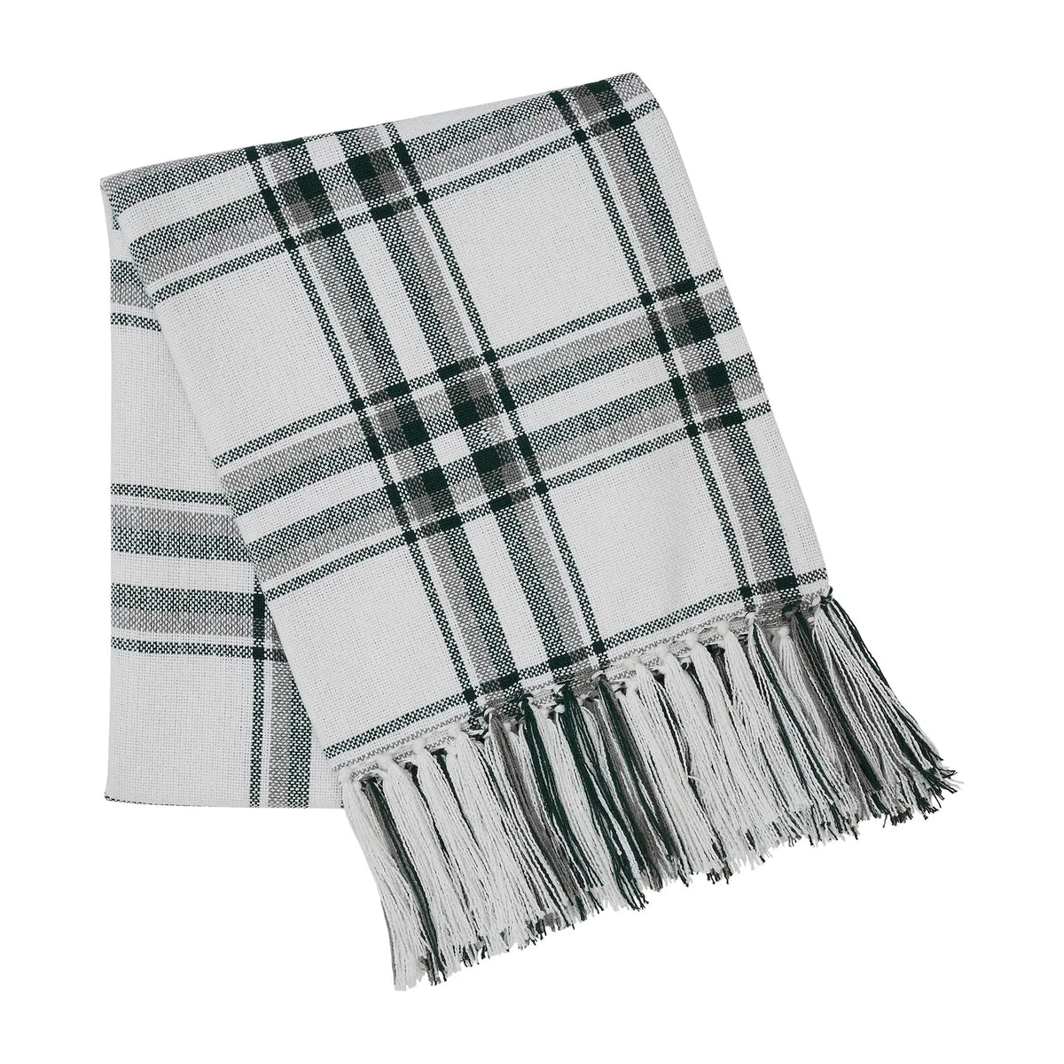 Harper Plaid Green & White Woven Throw Blanket – 50x60