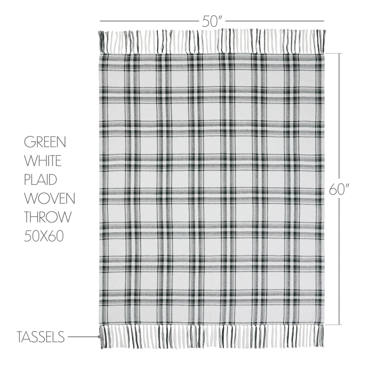 Harper Plaid Green & White Woven Throw Blanket – 50x60
