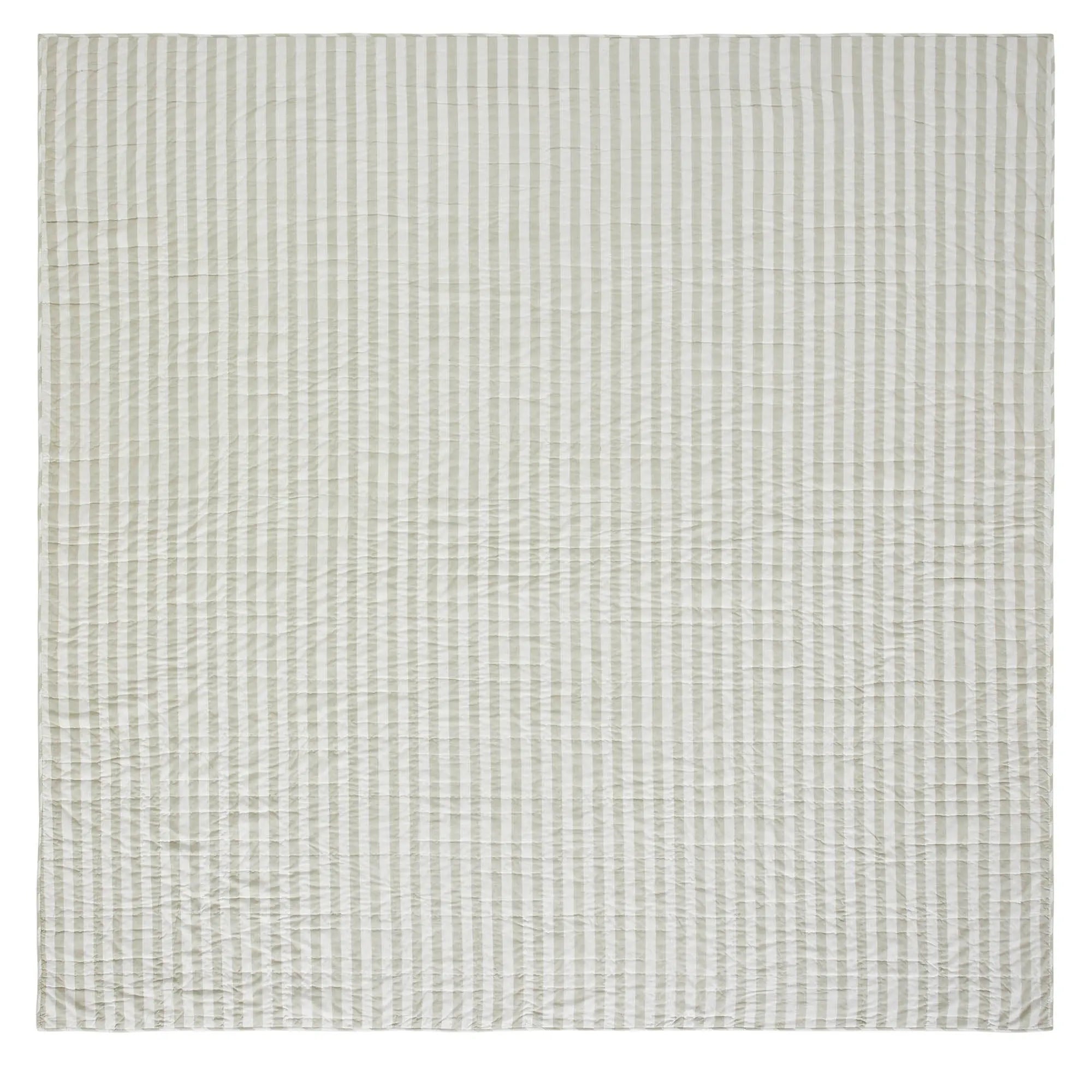 Textured green and white rug on a white background