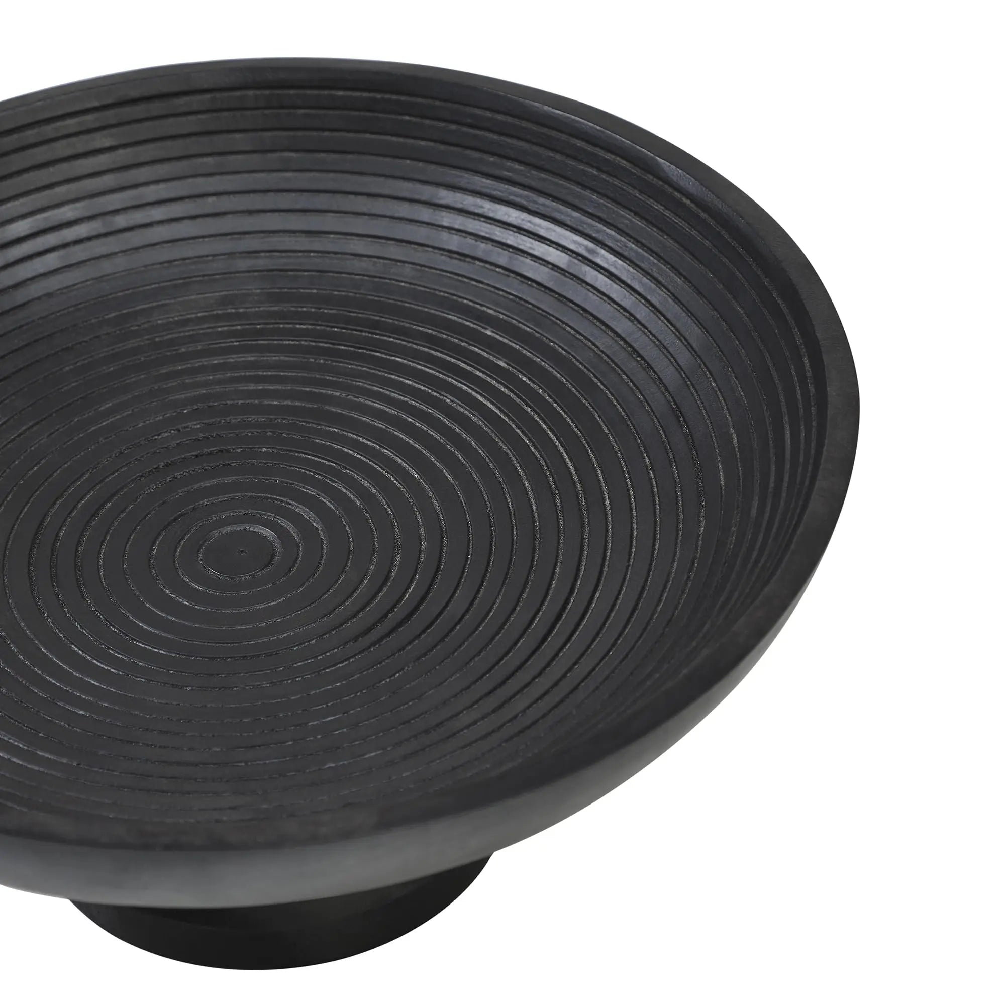 Black woven basket on a white background