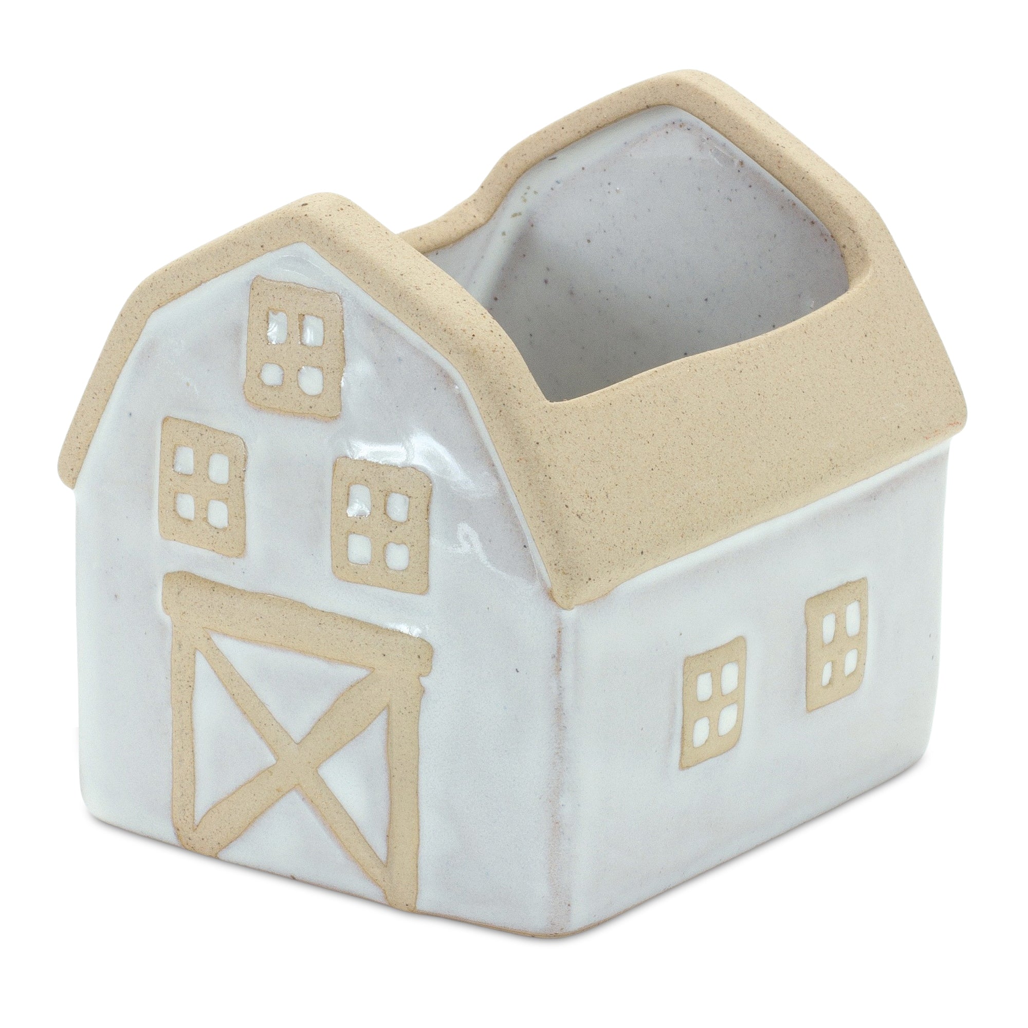 Neutral Porcelain House and Barn Planter Set for Home Decor Countryside Home Decor