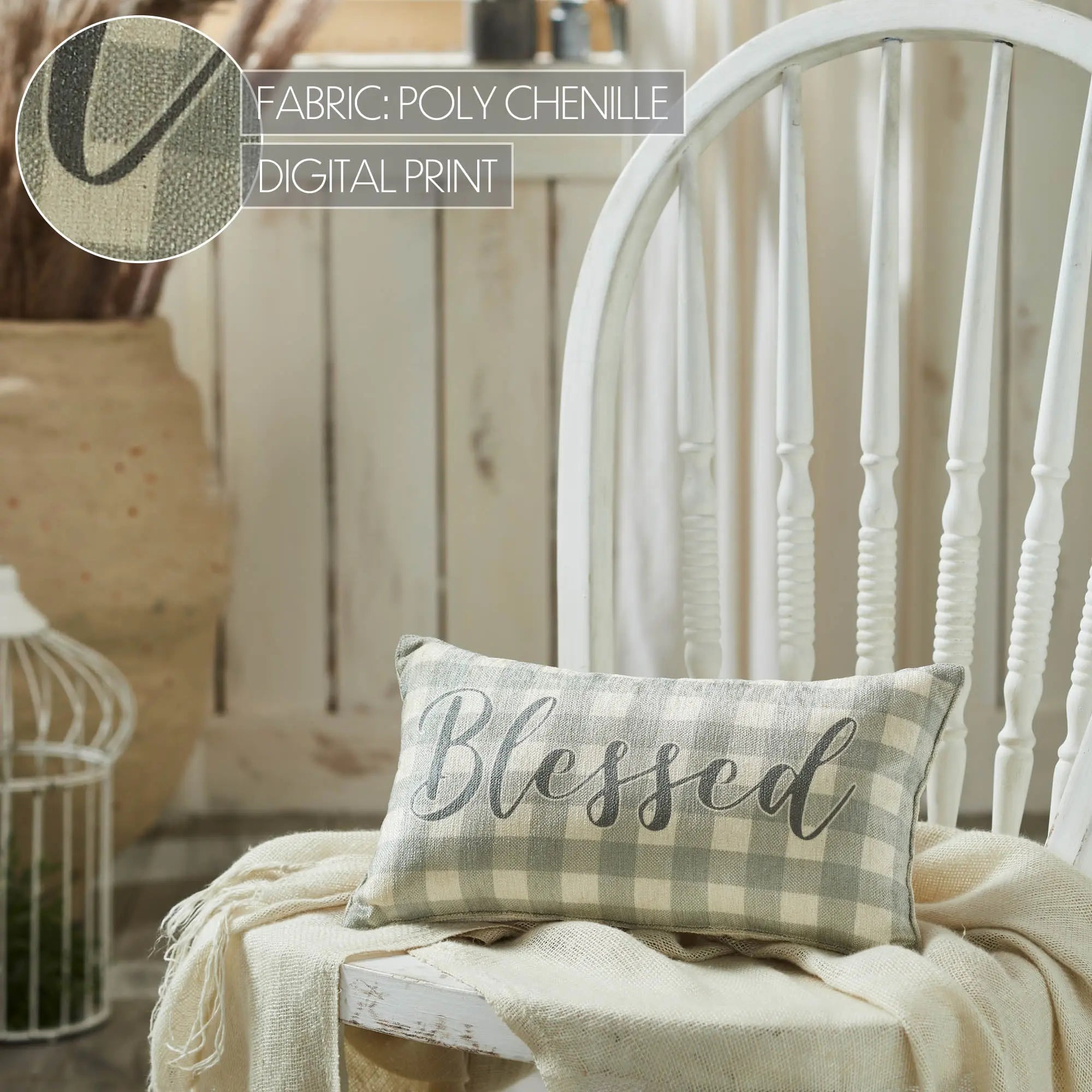 Celebrate Grace Blessed Throw Pillow 7x13