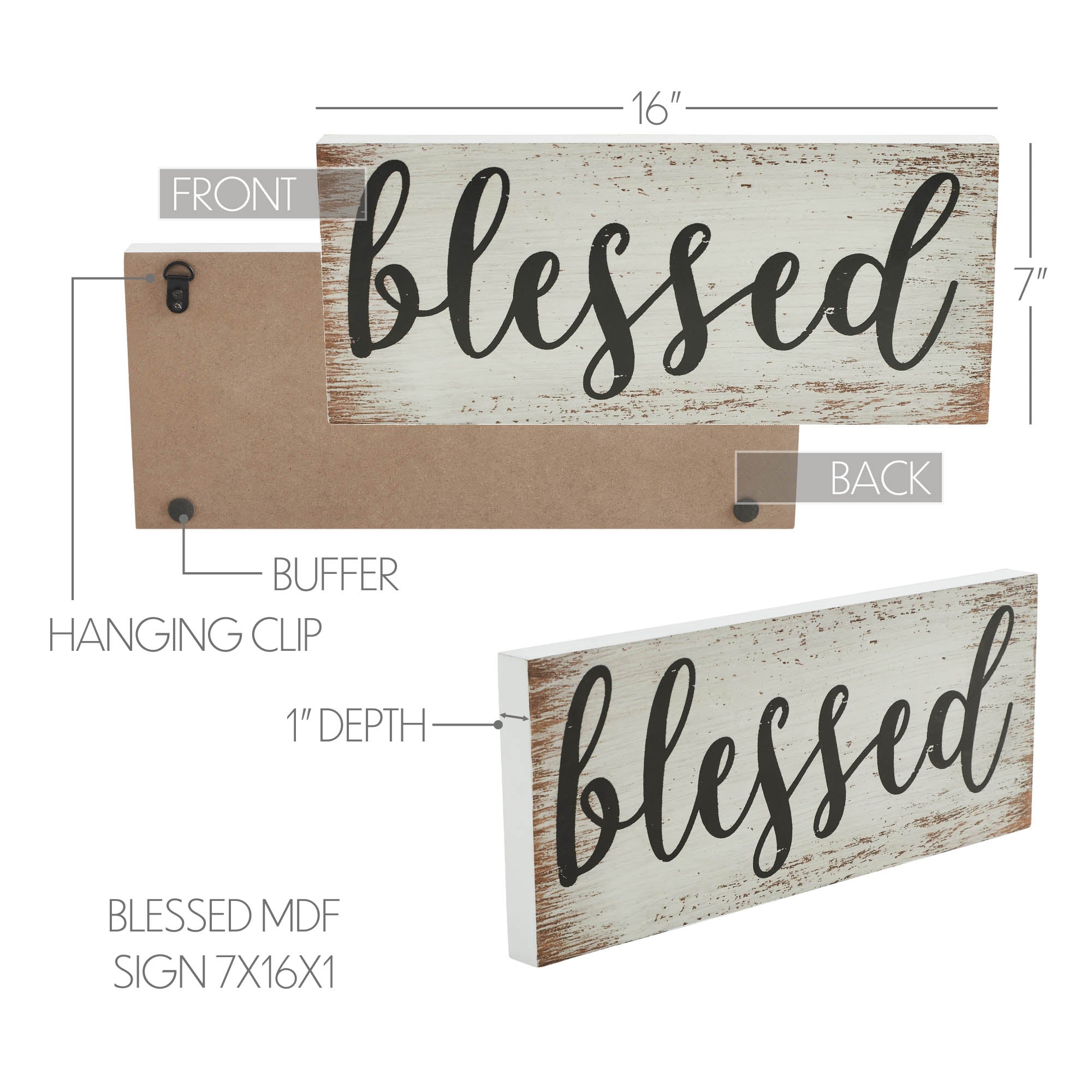 Celebrate Grace “Blessed” MDF Sign – 7x16x1