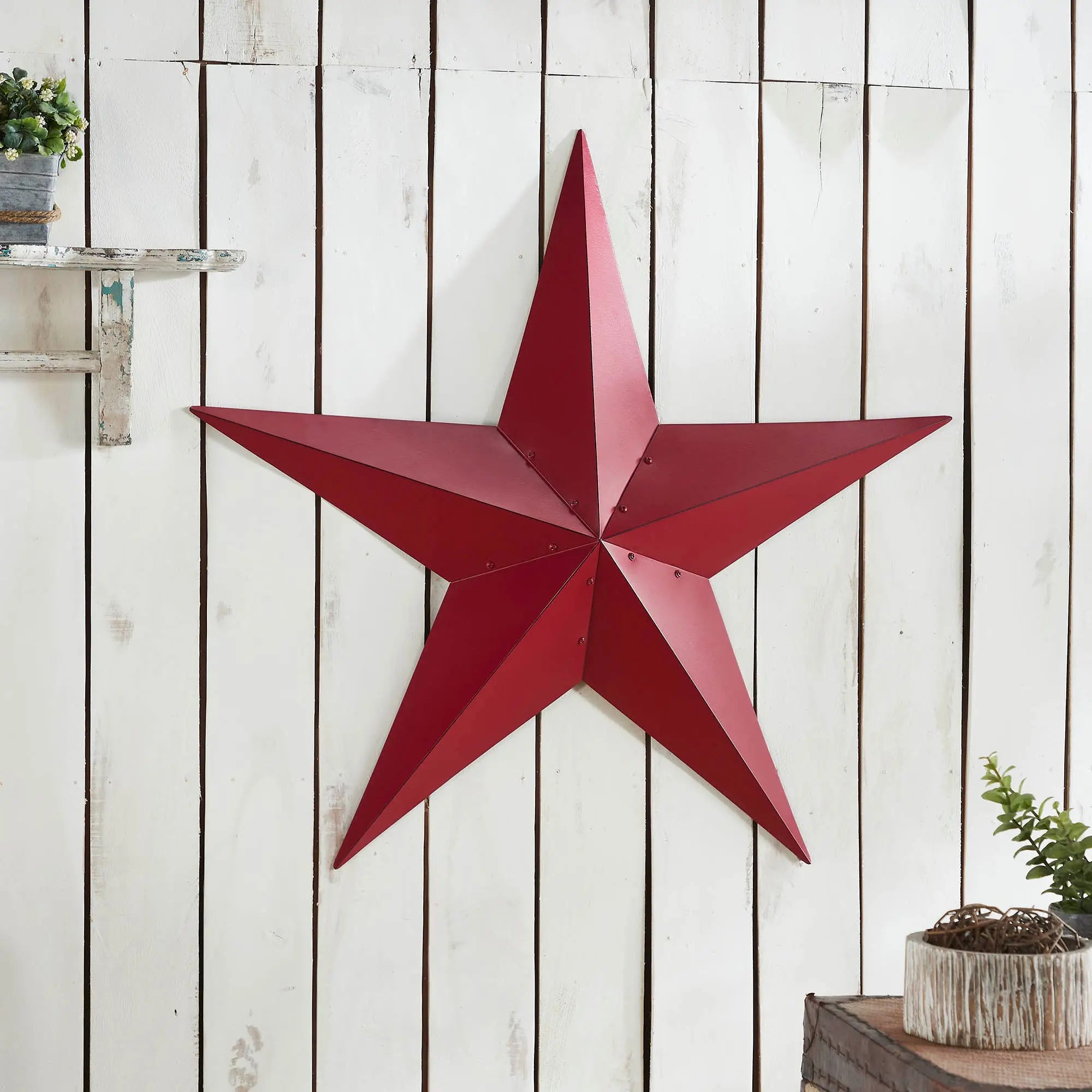 Metal Star Burgundy Distressed Wall Decor 36x36 VHC