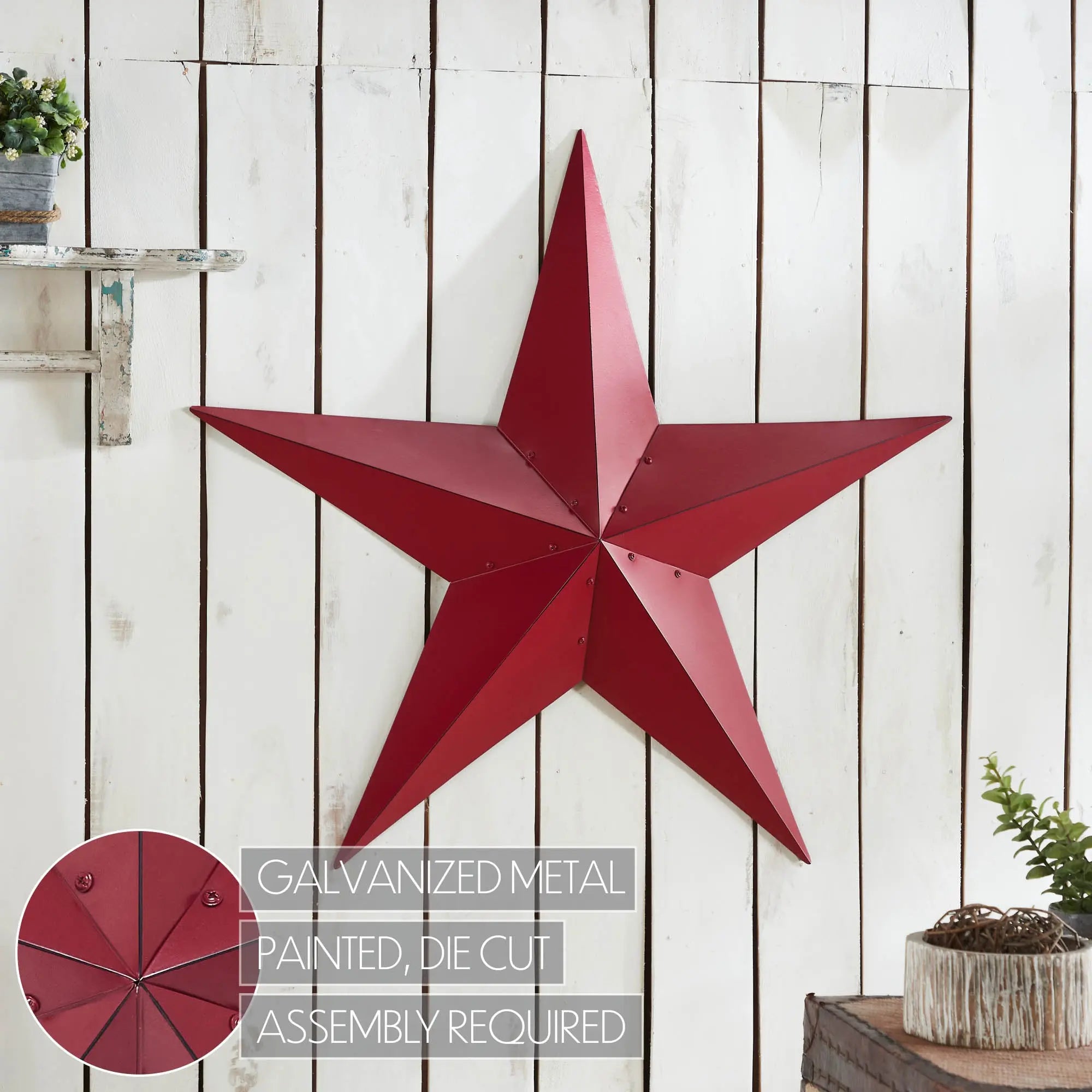 Metal Star Burgundy Distressed Wall Decor 36x36 VHC
