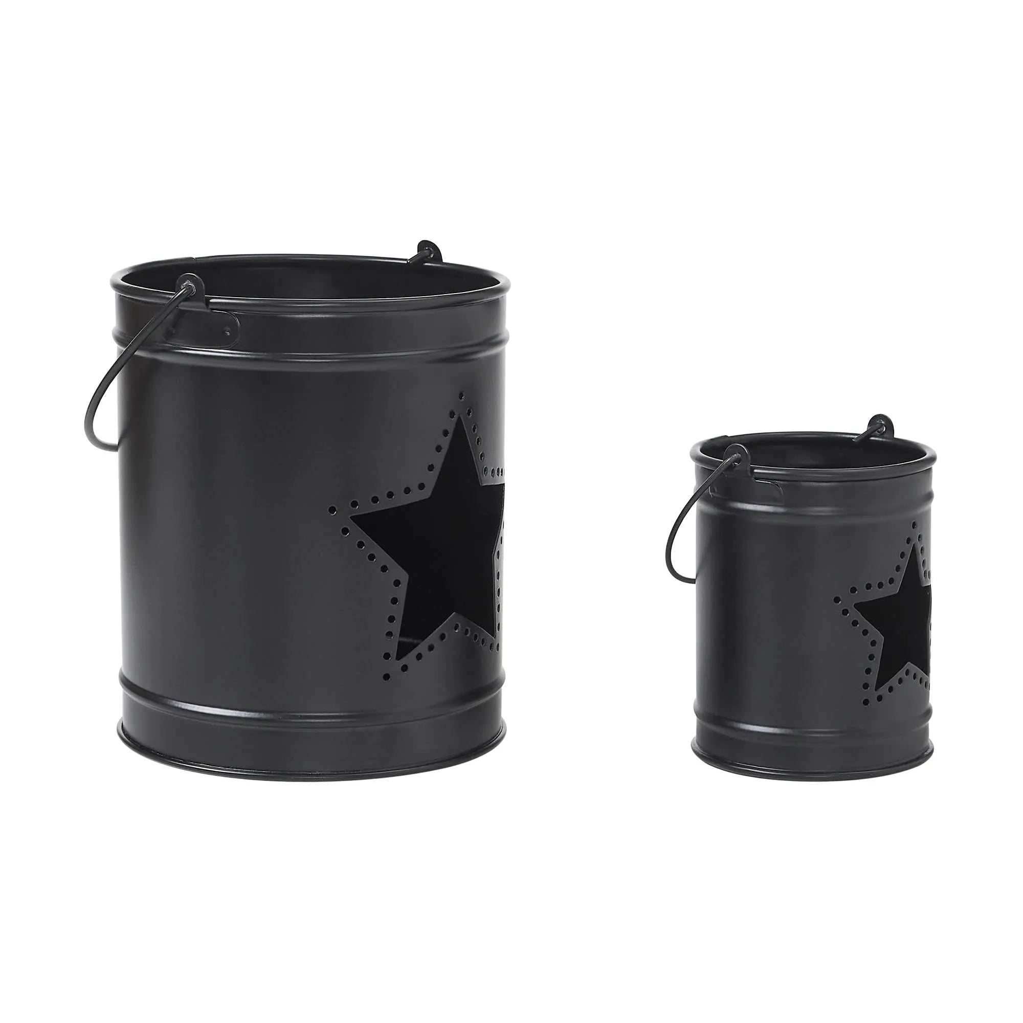 Patriotic Star Black Metal Votive Candle Holder Set of 2
