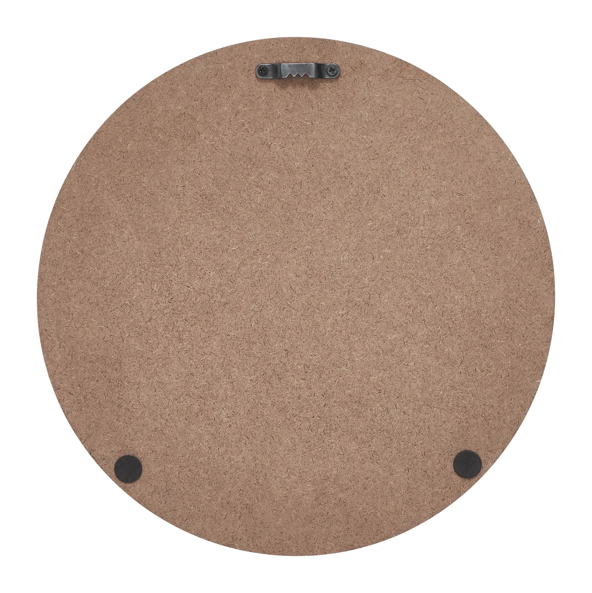 Round cork board with a clip on a white background