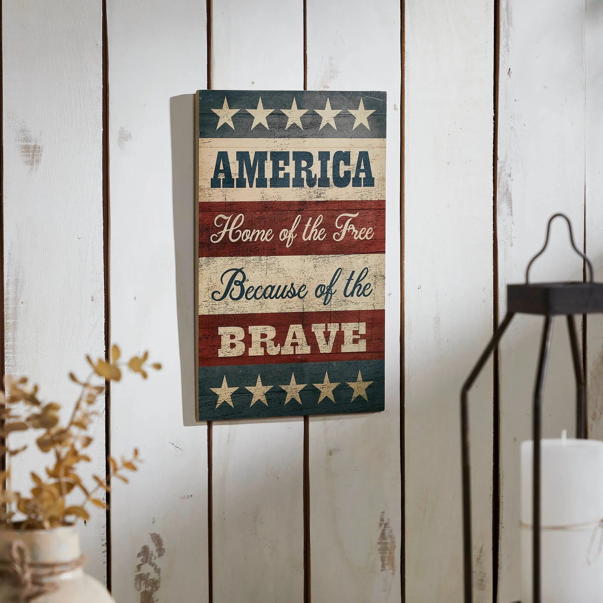America Home of The Free Wall Sign 16x10 VHC