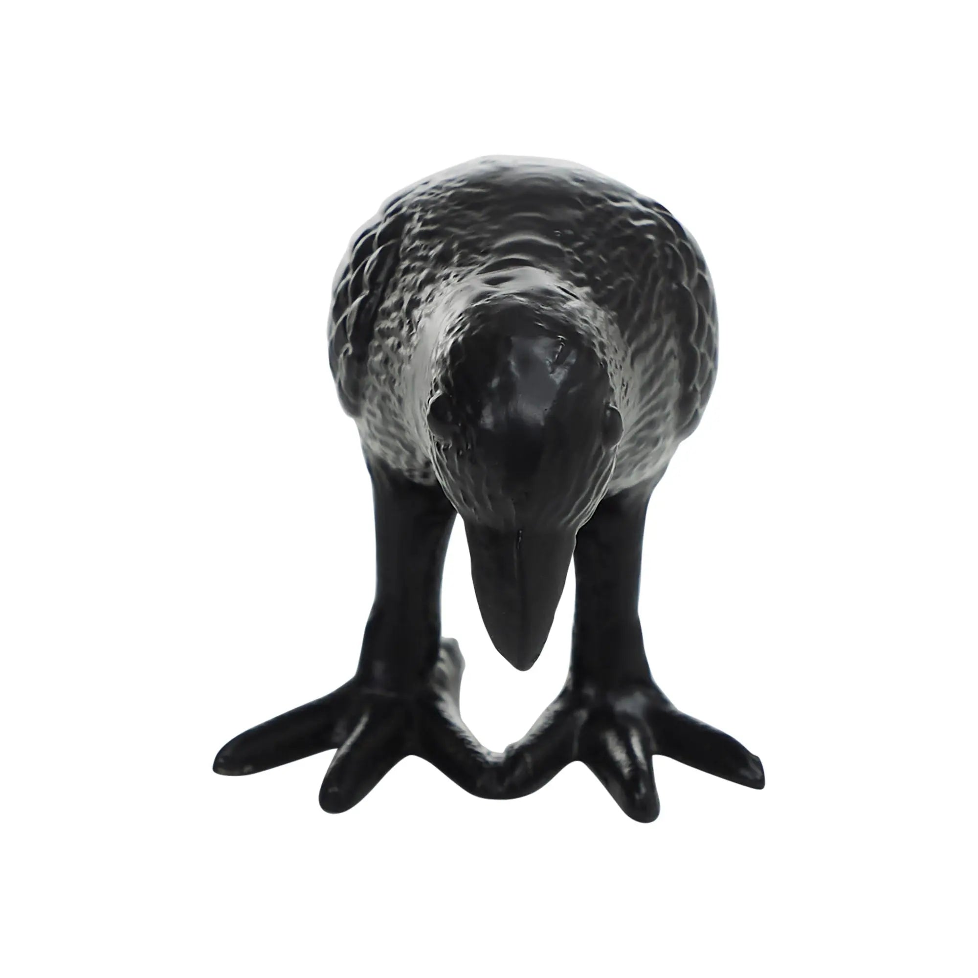 Black and gray goose figurine on a white background