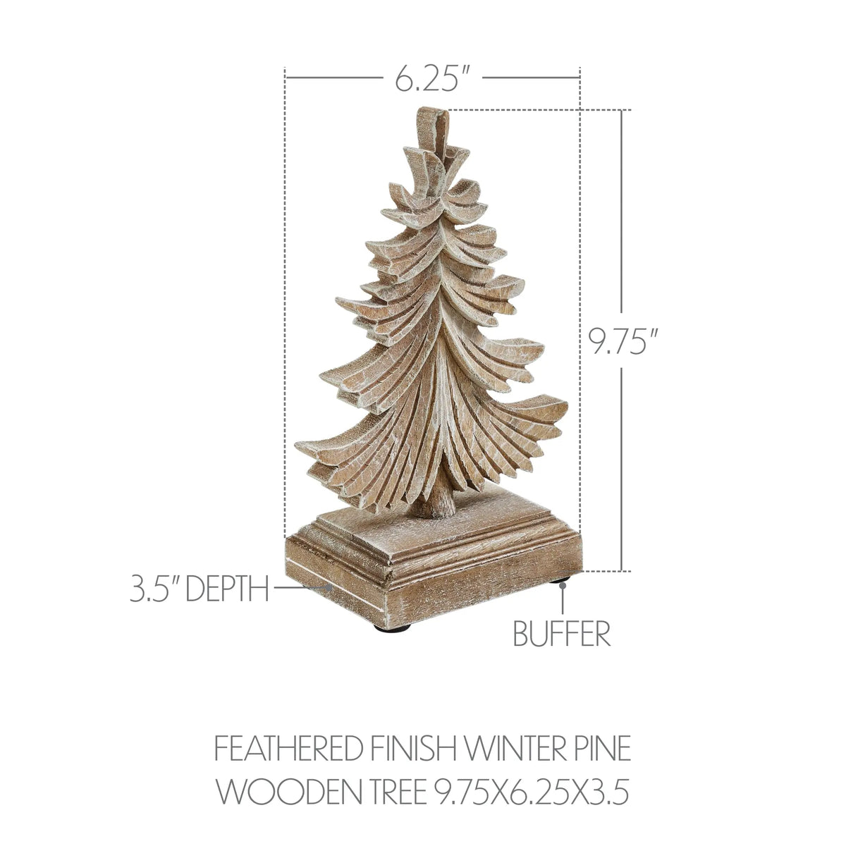 Wooden tree decorative item with dimensions on a white background