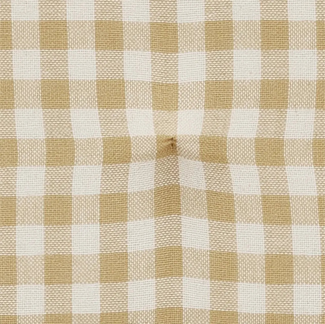 Golden Wheat Gingham Chair Pad – Farmhouse Cotton Cushion 15.5x17