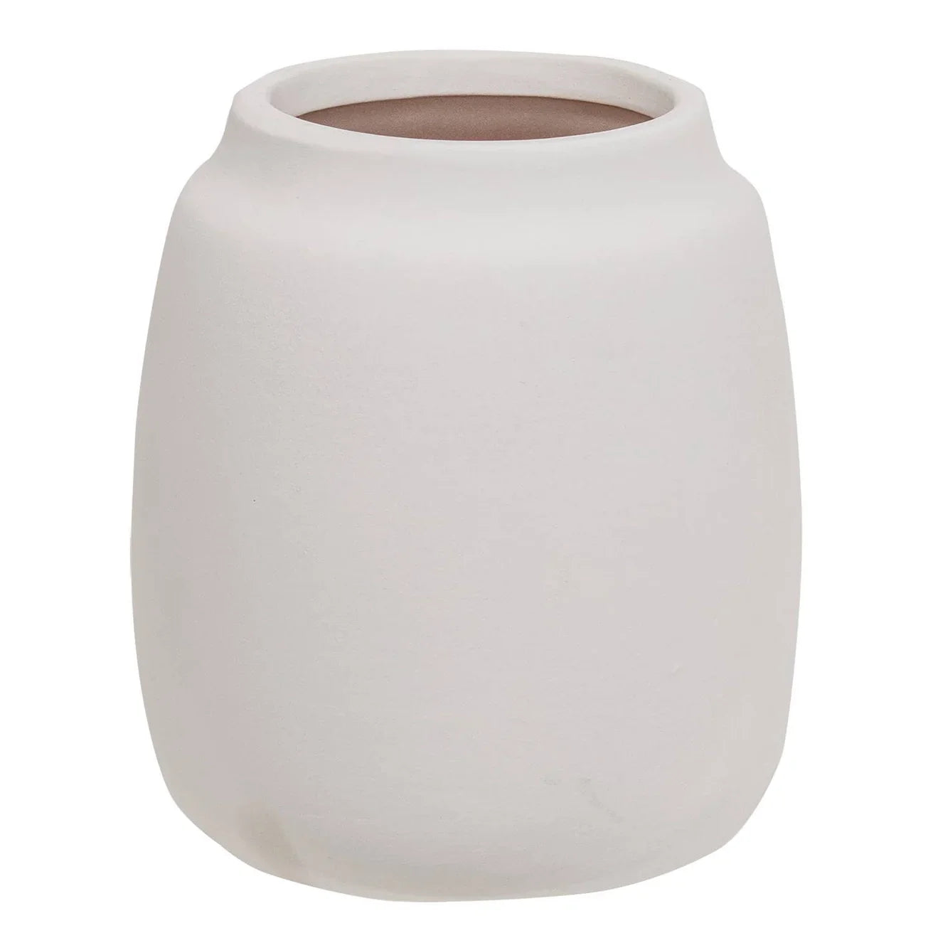 White Ceramic Wide Vase - 6.5"H