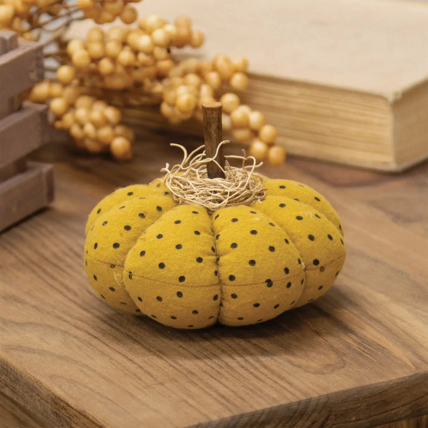 Mossy Mustard Polka Dot Pumpkin