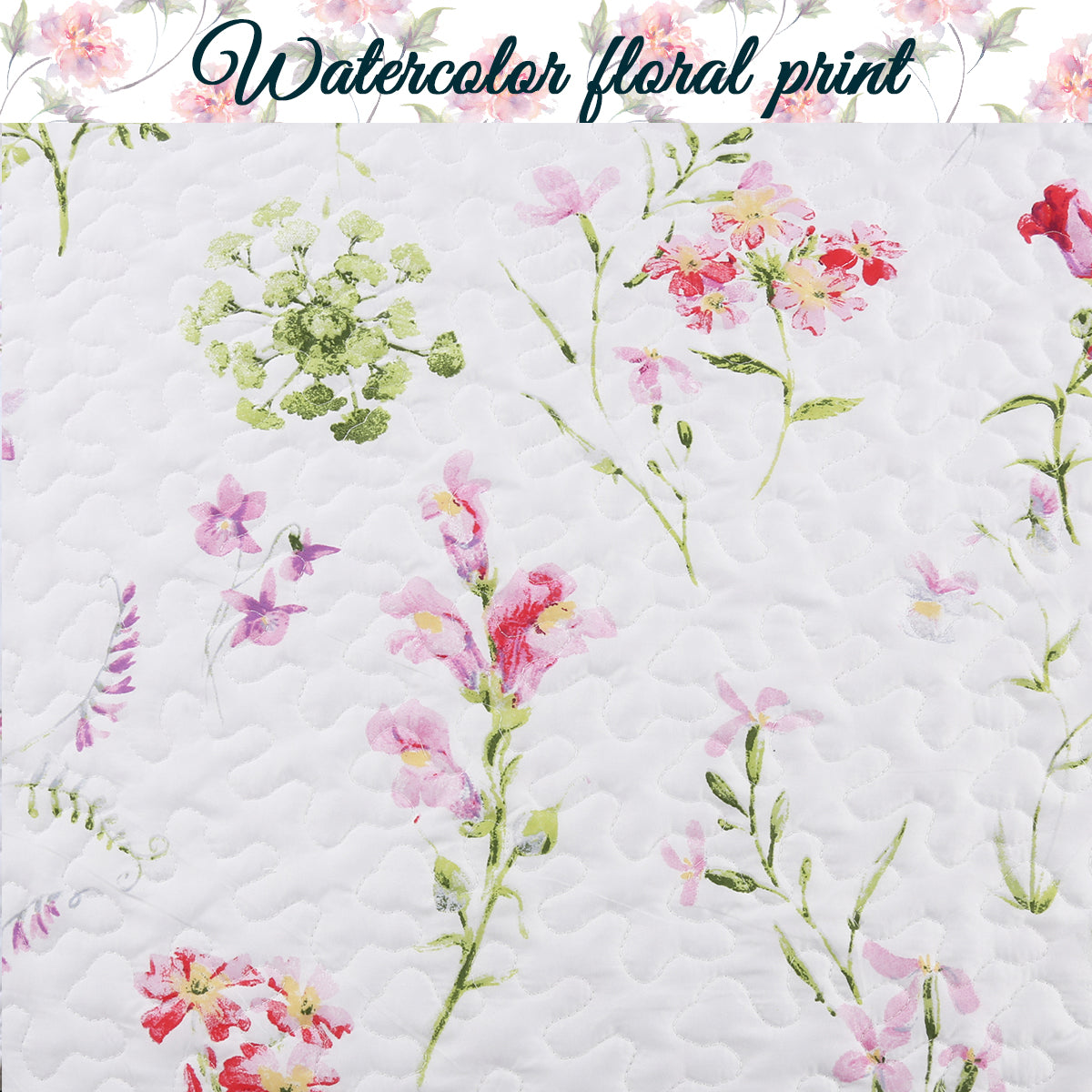 Watercolor floral print on a white background