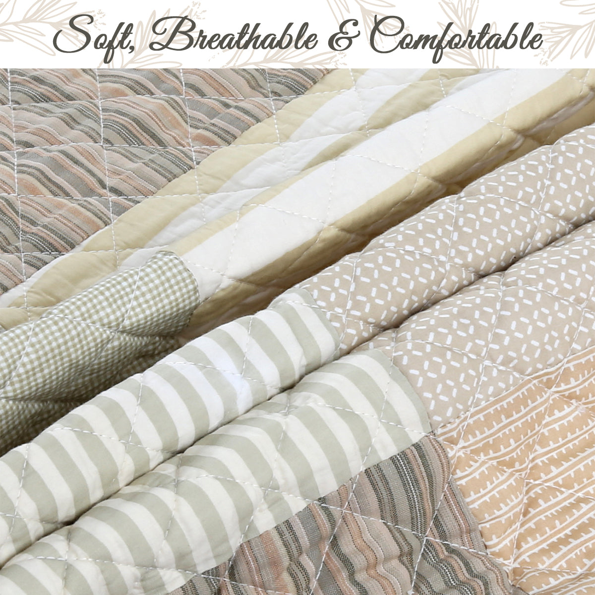 Collection of soft, breathable, and comfortable fabrics with various patterns.