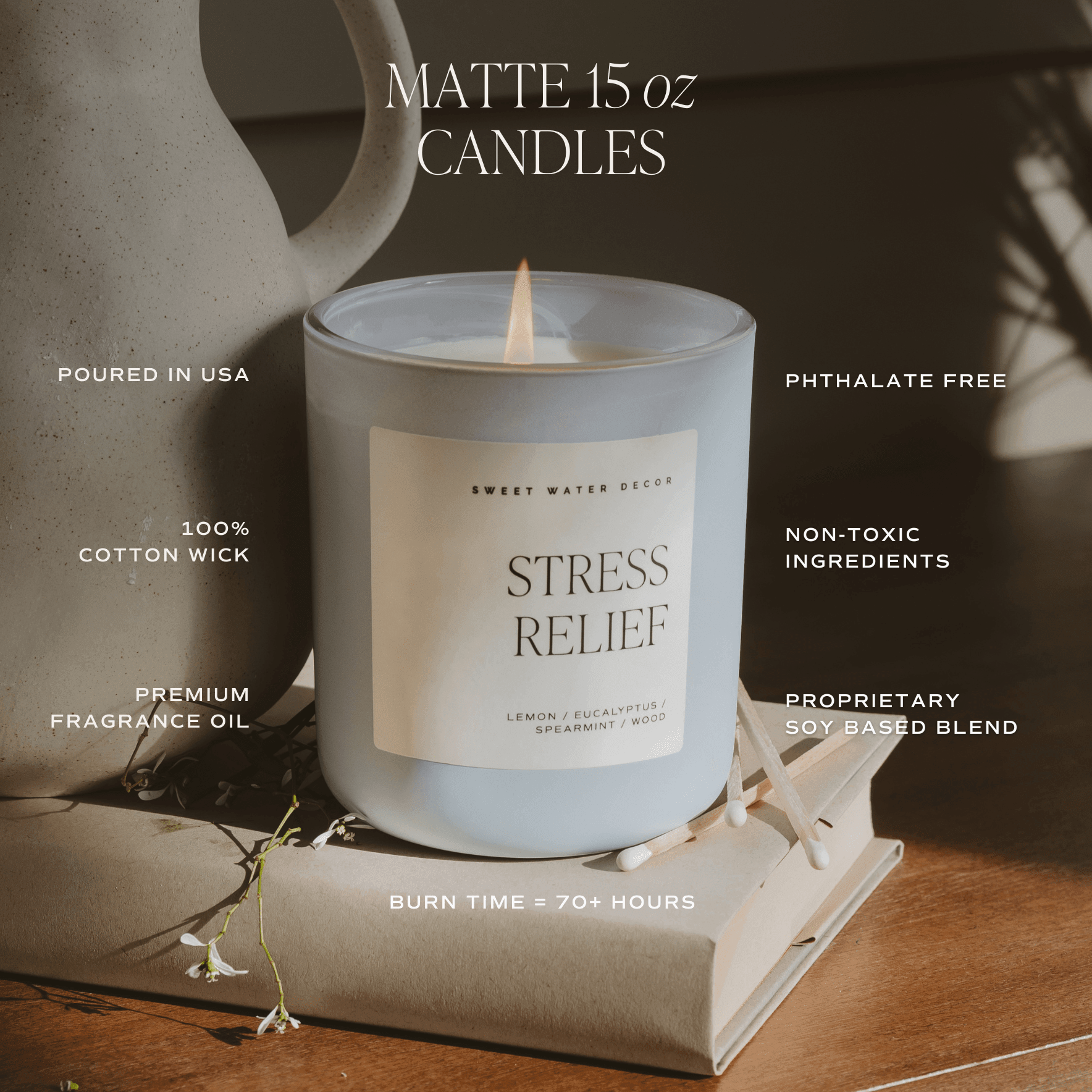 Forever and Always Soy Candle - Blue Matte Jar - 15 oz (Cashmere and Vanilla) Sweet Water Decor Forever and Always Soy Candle - Blue Matte Jar - 15 oz (Cashmere and Vanilla) Sweet Water Decor