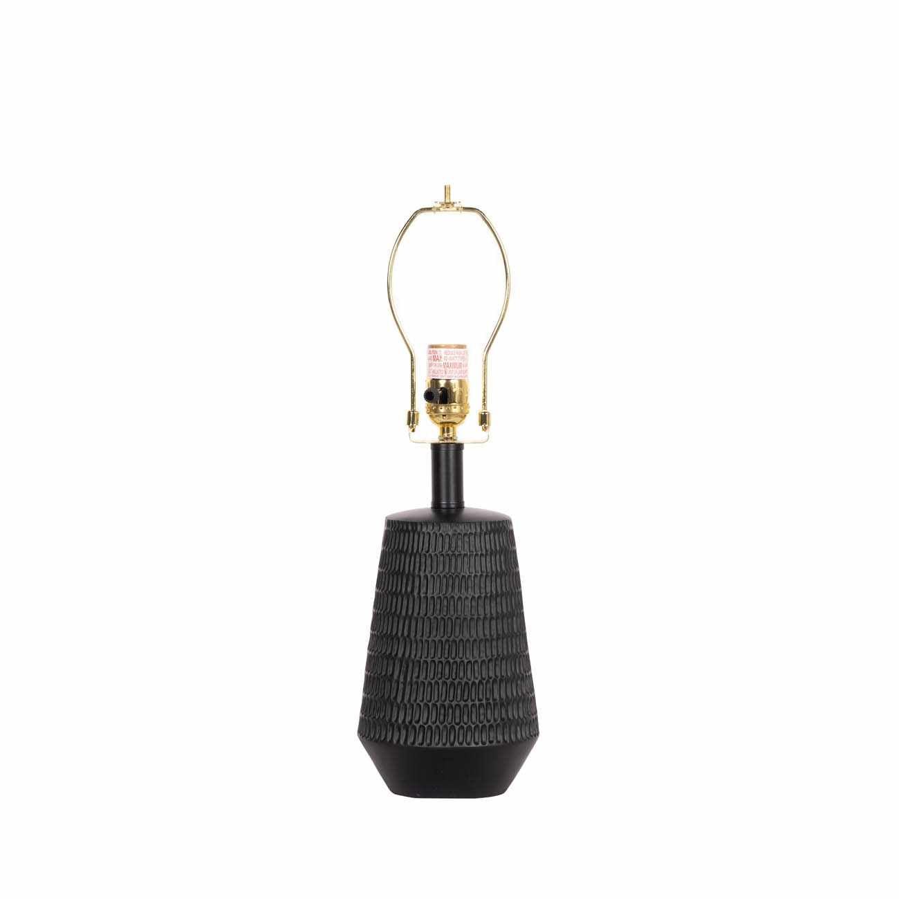 Berehomet black resin table lamp with white and beige linen shade for farmhouse and cottage home décor.