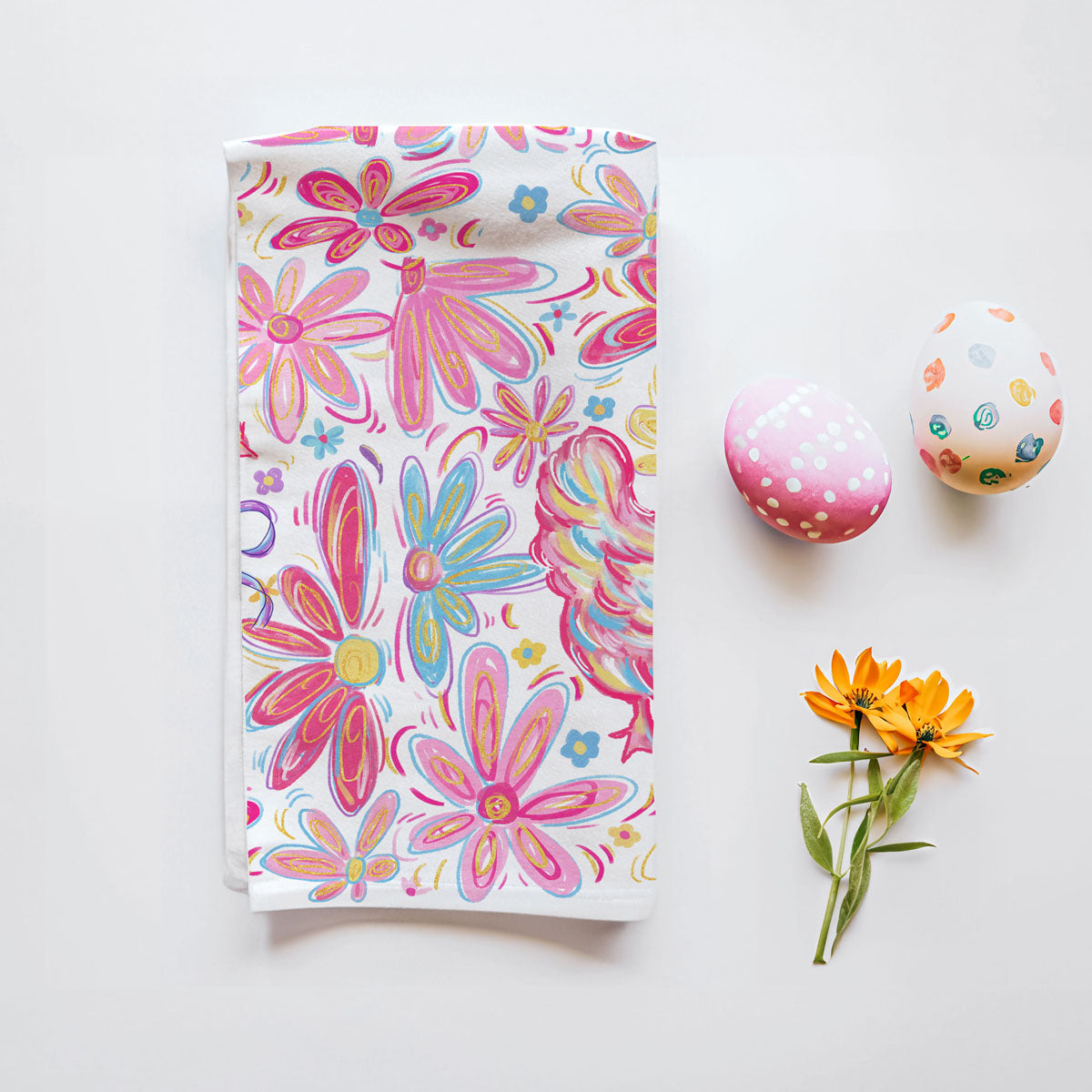 Floral-patterned notebook with a decorative egg and flowers on a white background