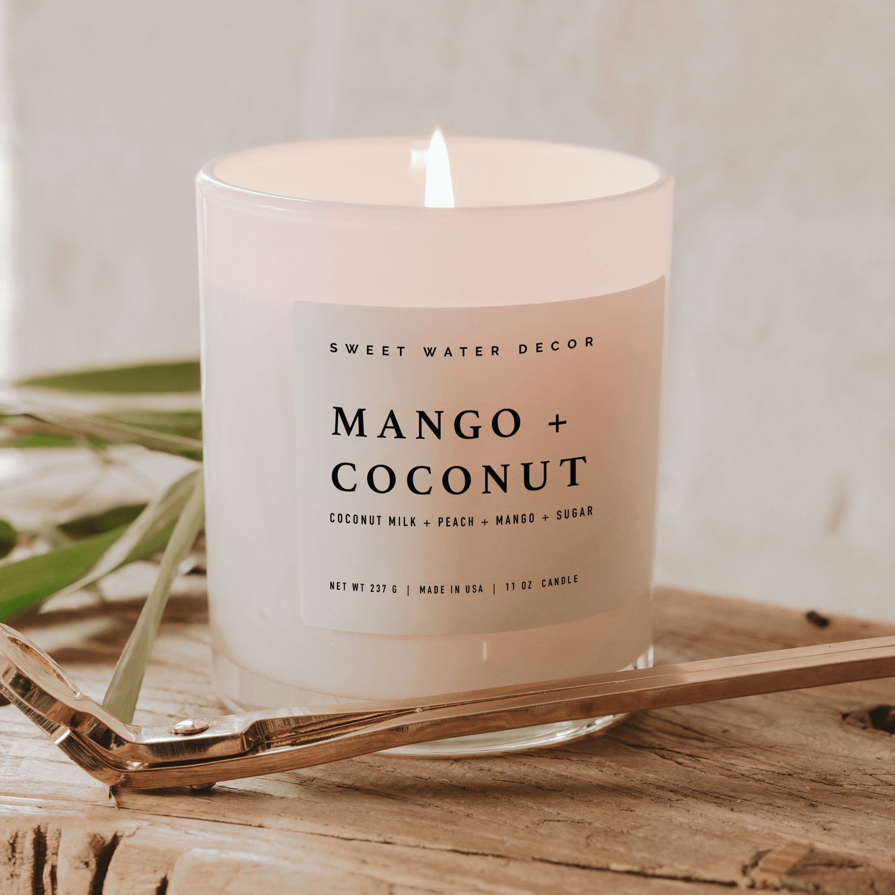 Mango and Coconut Soy Candle - White Jar - 11 oz Sweet Water Decor