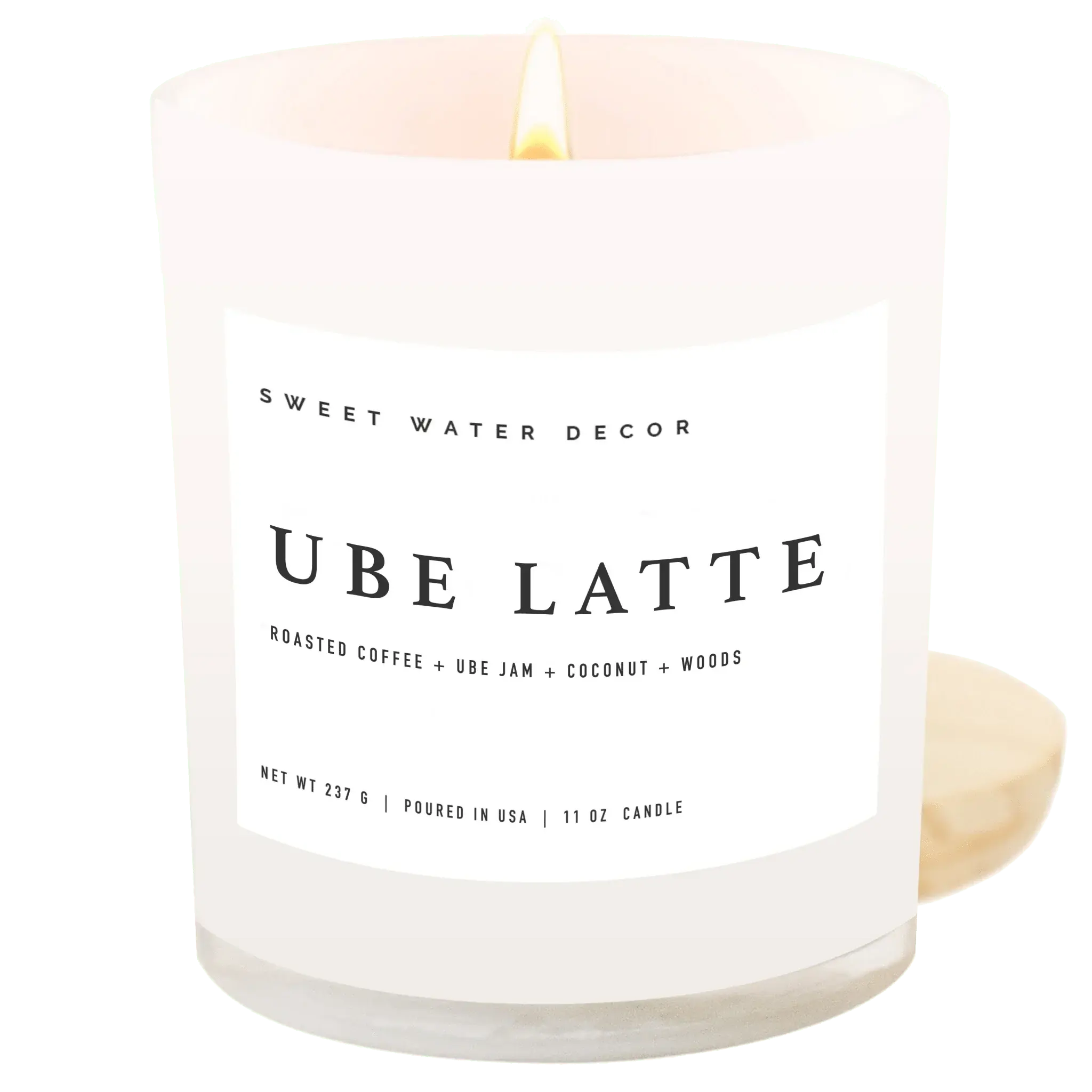 Ube Latte scented candle with roasted coffee, ube jam, coconut & woods notes, cozy home decor