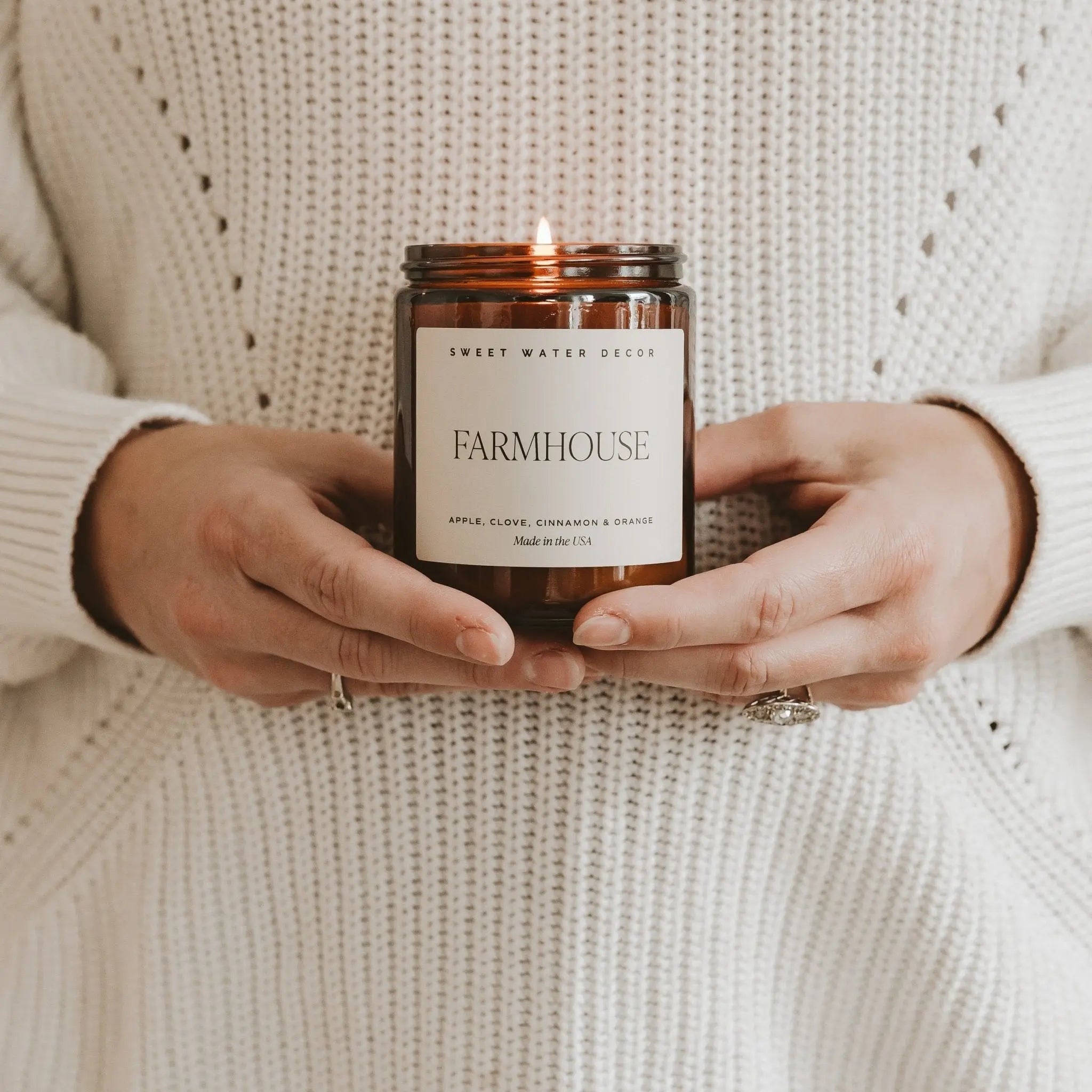 Farmhouse Soy Candle - Amber Jar - 9 oz Sweet Water Decor Farmhouse Soy Candle - Amber Jar - 9 oz Sweet Water Decor