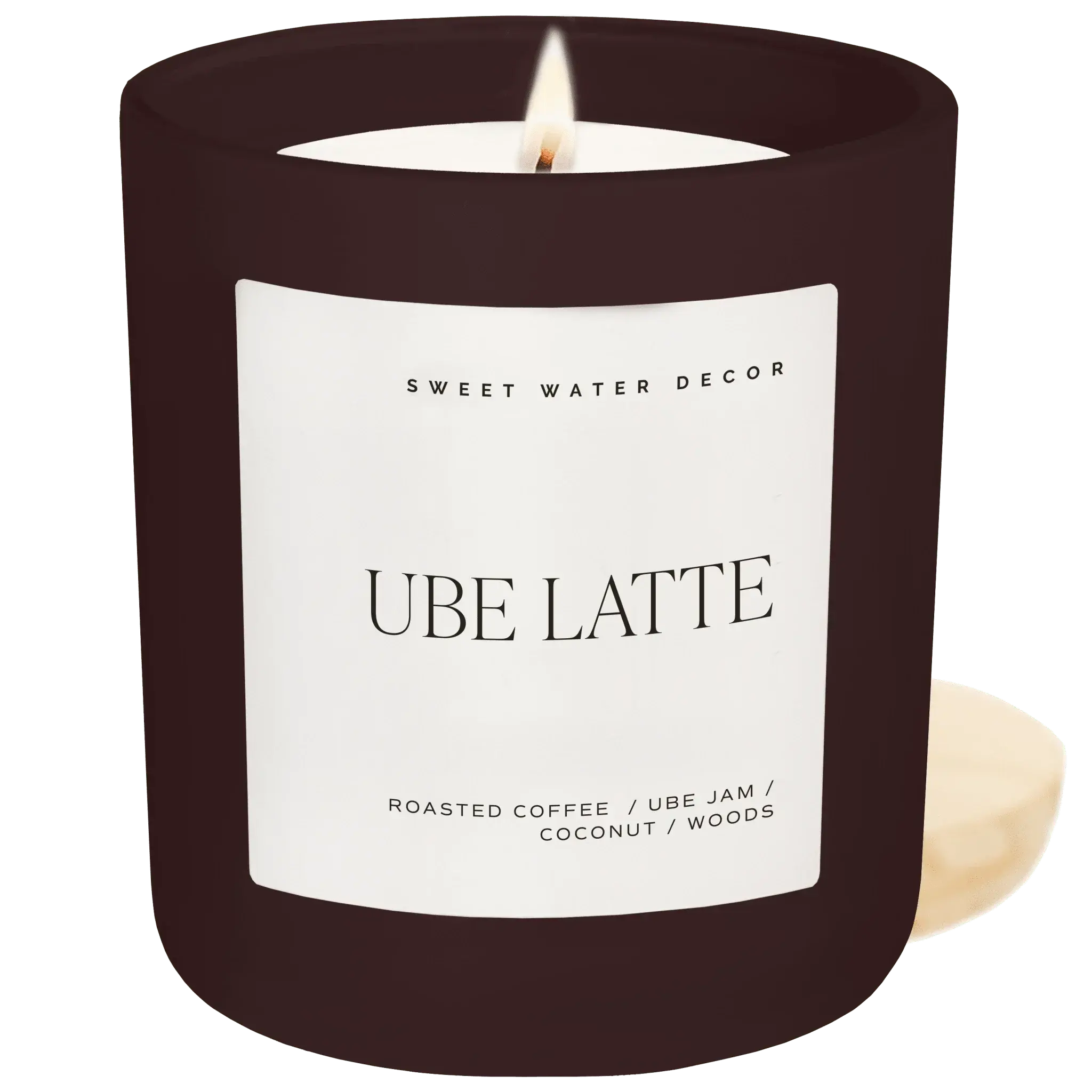 Ube Latte scented candle with roasted coffee, ube jam, coconut, and woods notes for cozy home decor
