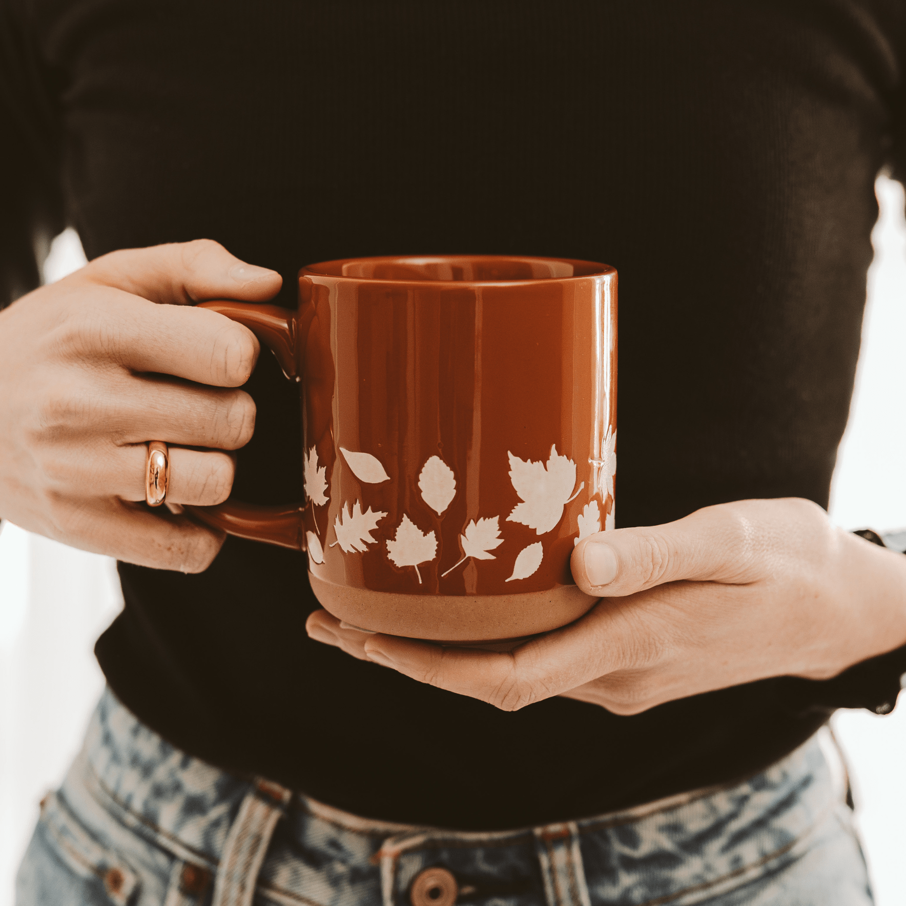 Fall Leaves 14 oz Orange Stoneware Coffee Mug Sweet Water Decor Fall Leaves 14 oz Orange Stoneware Coffee Mug Sweet Water Decor